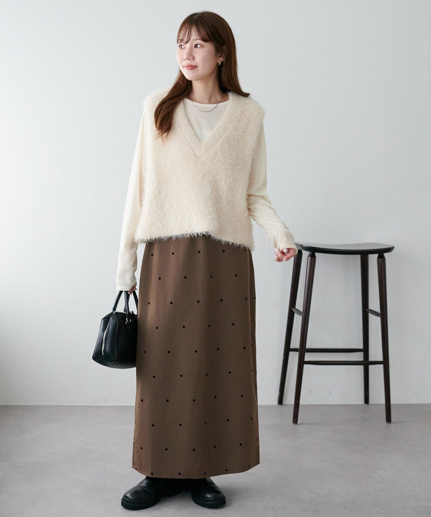 OUTLET(アウトレット) 【Discoat】フロッキードットナロースカート