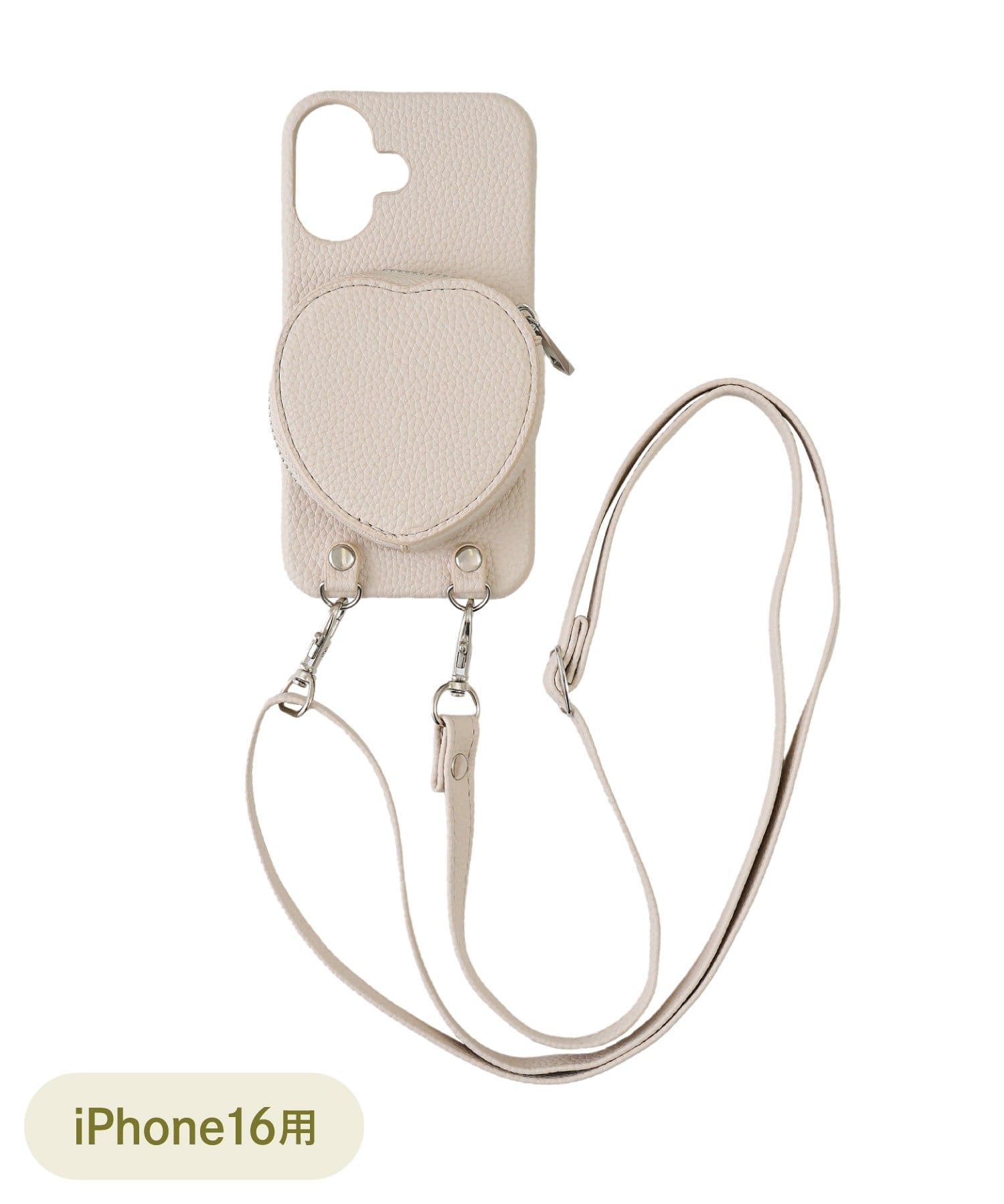 3COINS(スリーコインズ) ショルダー付きハートスマホケース：iPhone16用