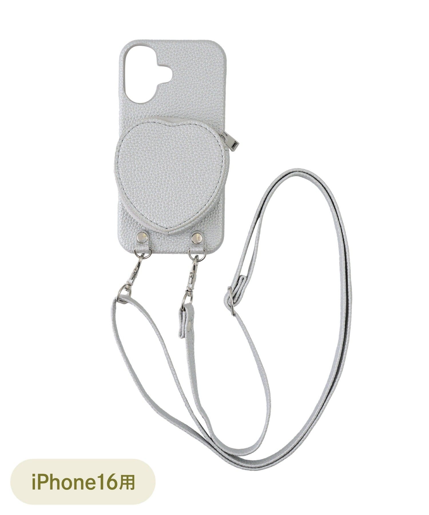 3COINS(スリーコインズ) ショルダー付きハートスマホケース：iPhone16用