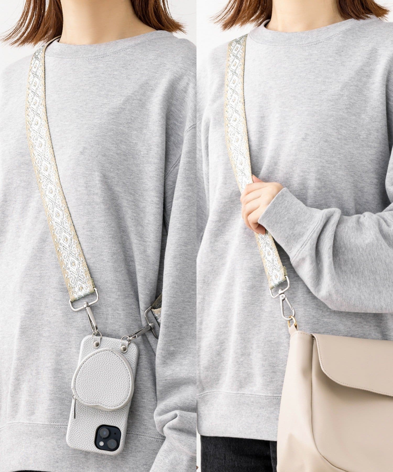 3COINS(スリーコインズ) 刺繍テープスマホストラップホルダー