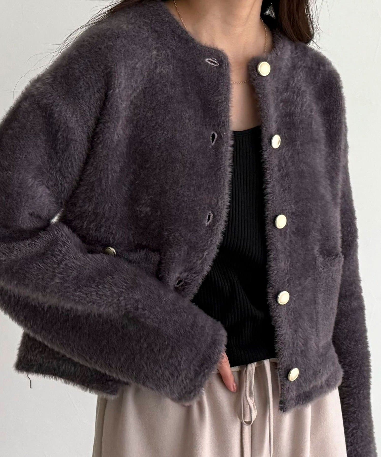 FREDY & GLOSTER(フレディ アンド グロスター) シャギー裏配色ジャケットカーディガン