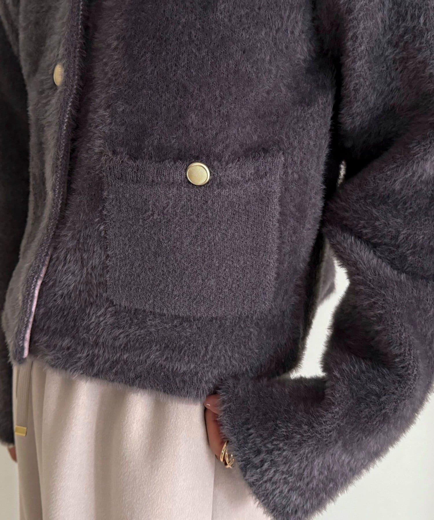 FREDY & GLOSTER(フレディ アンド グロスター) シャギー裏配色ジャケットカーディガン