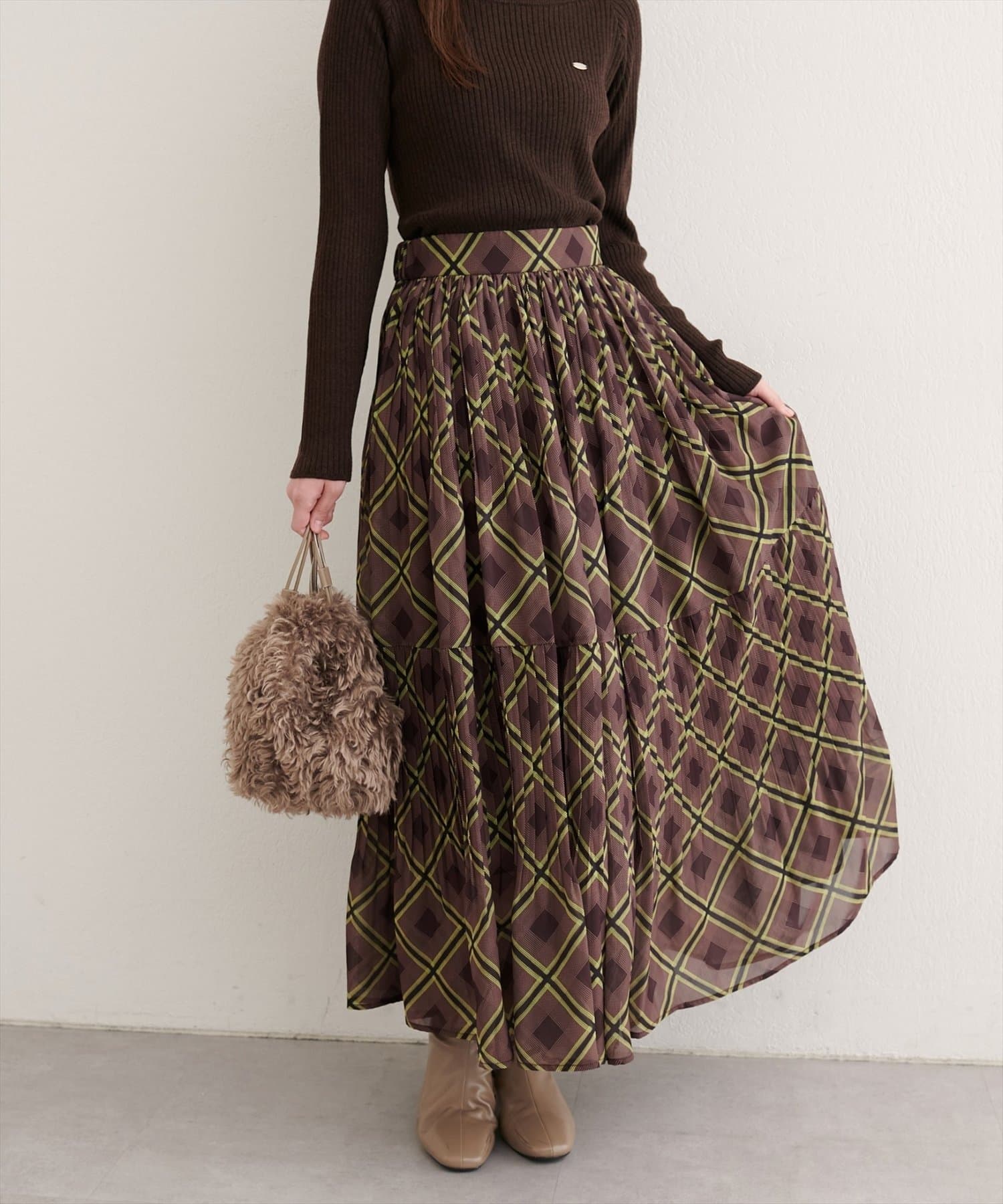 NICE CLAUP / OLIVE des OLIVE OUTLET(ナイスクラップ  / オリーブ デ オリーブ アウトレット) 【natural couture】プリーツ切換スカート