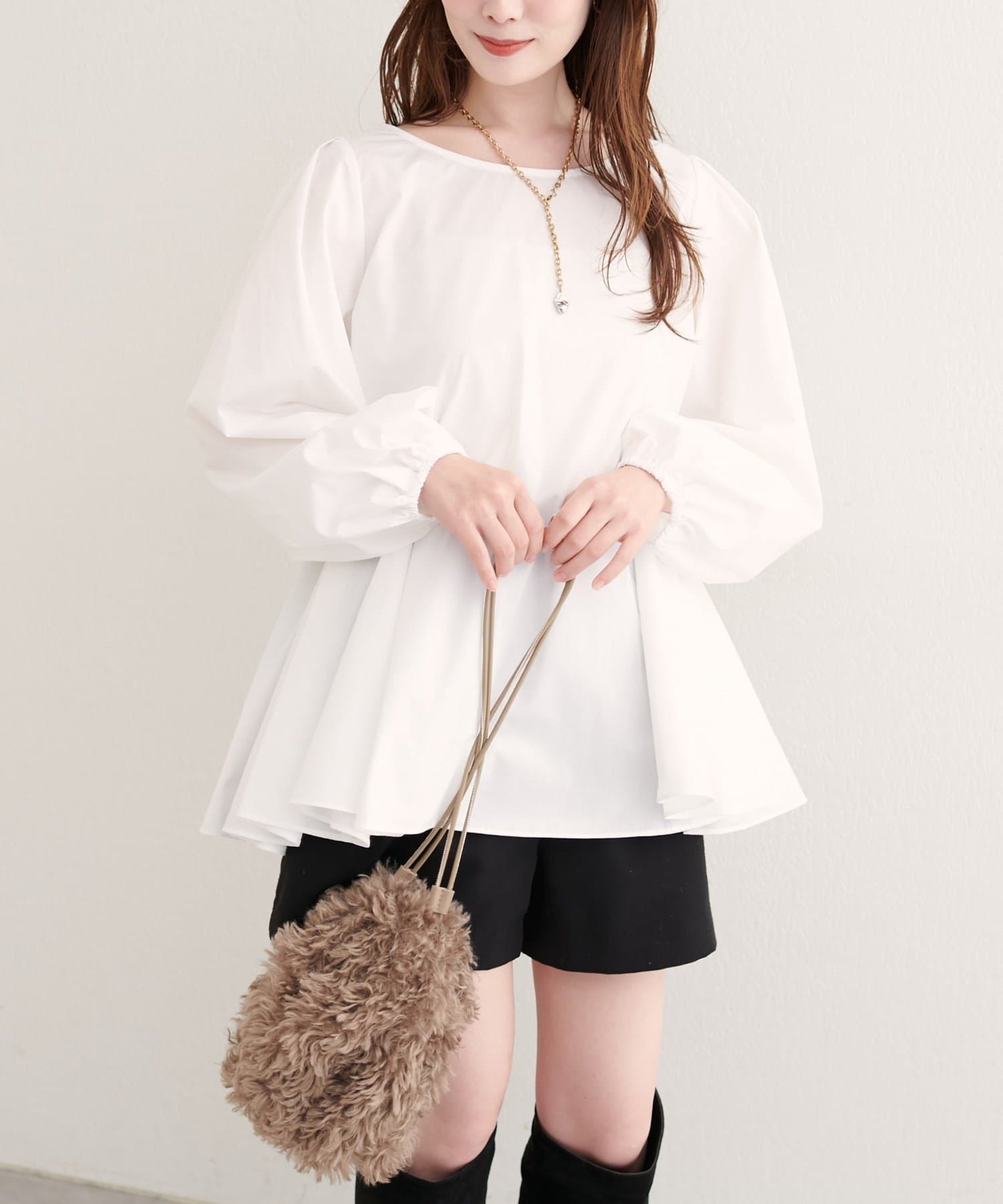 NICE CLAUP / OLIVE des OLIVE OUTLET(ナイスクラップ  / オリーブ デ オリーブ アウトレット) 【natural couture】フレアヘムブラウス