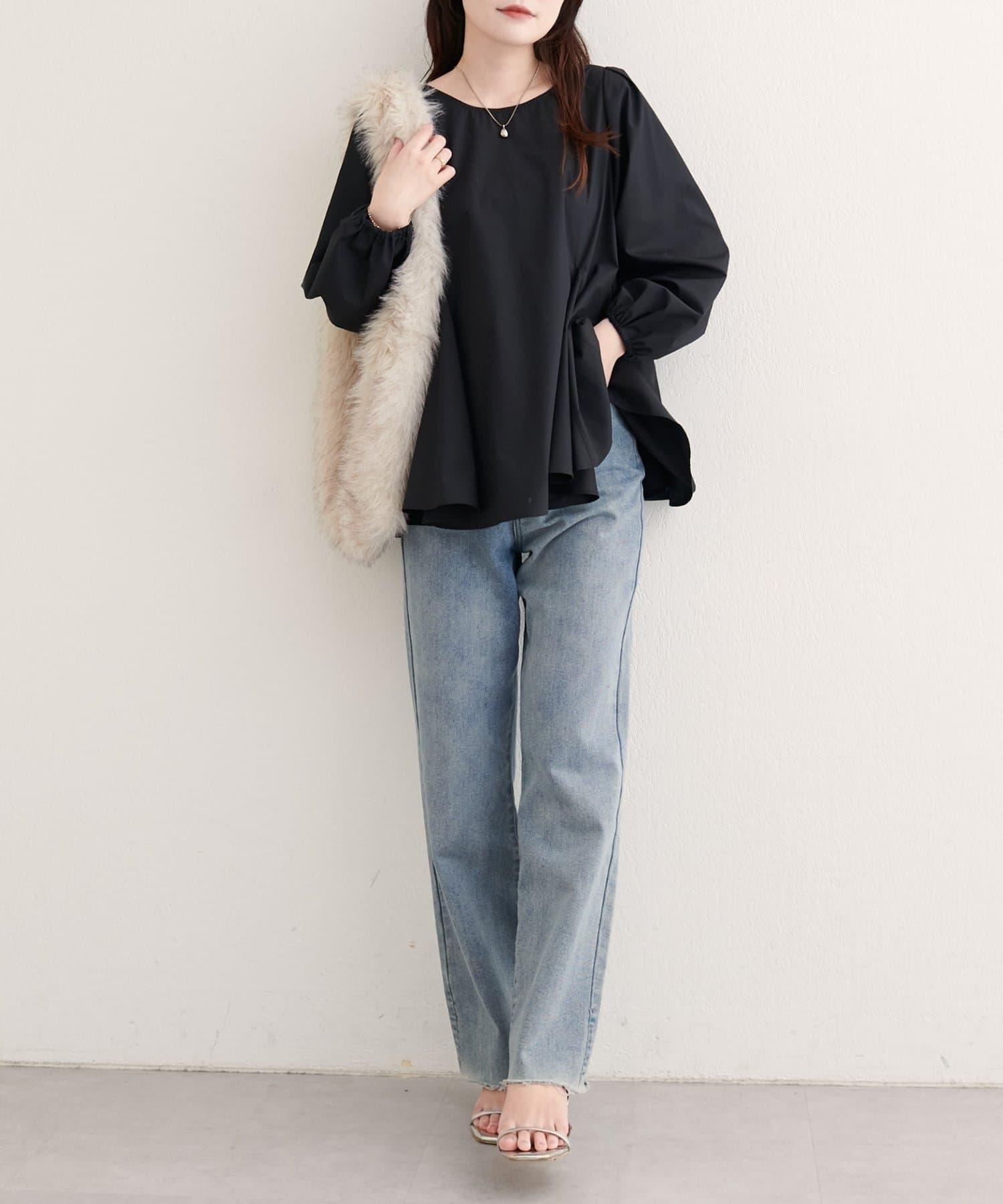 NICE CLAUP / OLIVE des OLIVE OUTLET(ナイスクラップ  / オリーブ デ オリーブ アウトレット) 【natural couture】フレアヘムブラウス