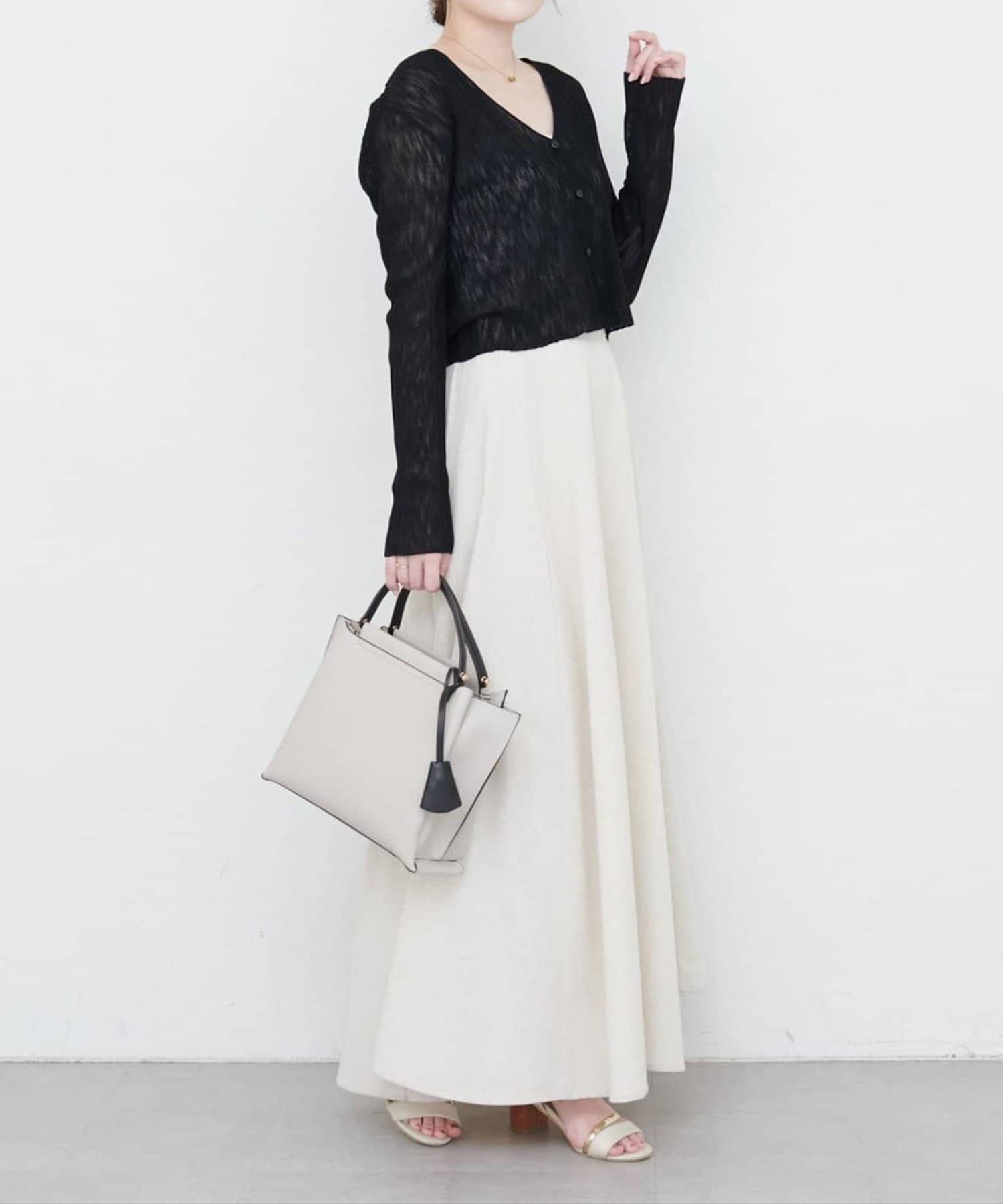 NICE CLAUP / OLIVE des OLIVE OUTLET(ナイスクラップ  / オリーブ デ オリーブ アウトレット) 【EVERY VERY NICECLAUP】針抜きリブVネックシアーカーディガン