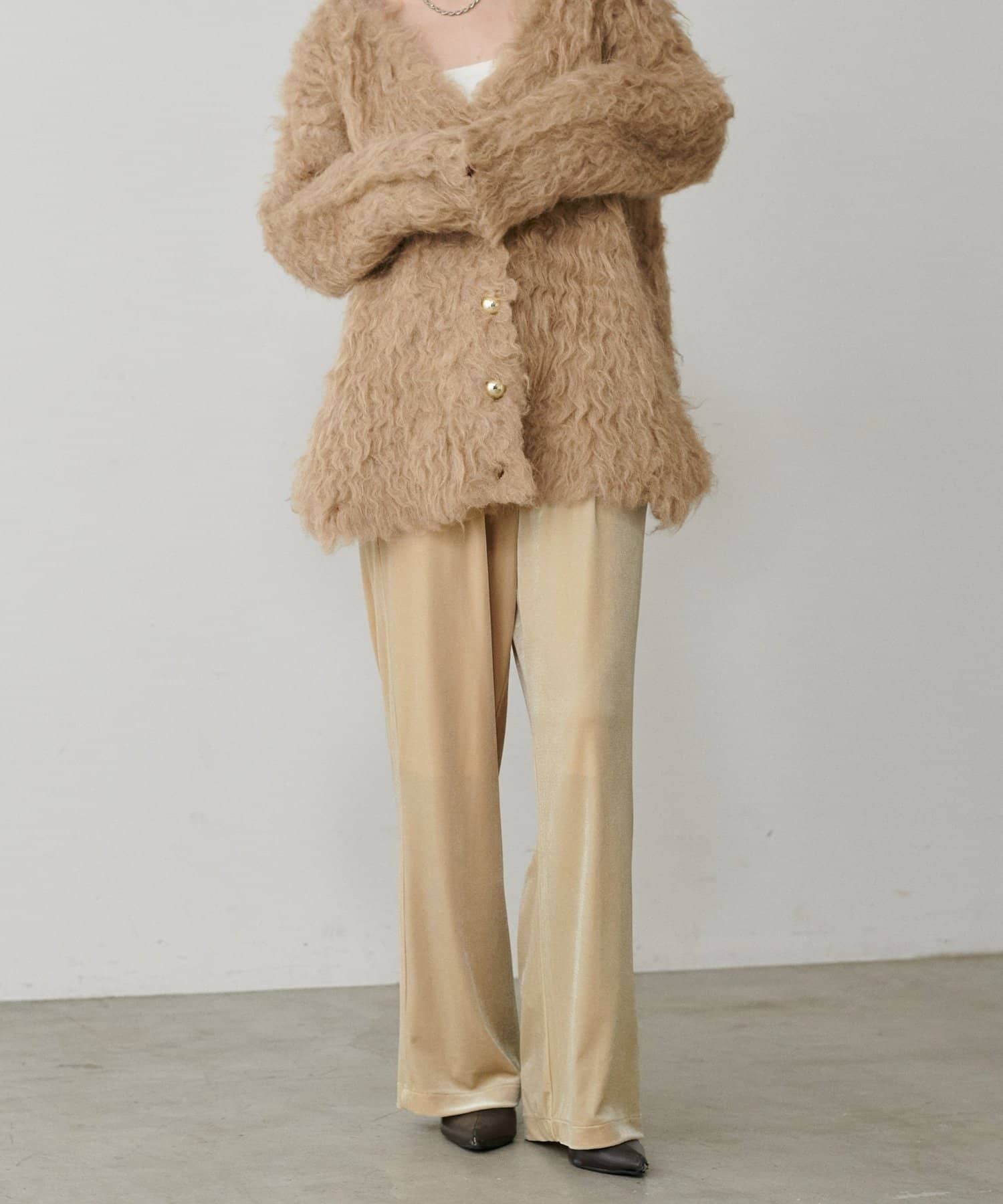 NICE CLAUP / OLIVE des OLIVE OUTLET(ナイスクラップ  / オリーブ デ オリーブ アウトレット) 【LARUTA】サイドライン切替ベロアパンツ