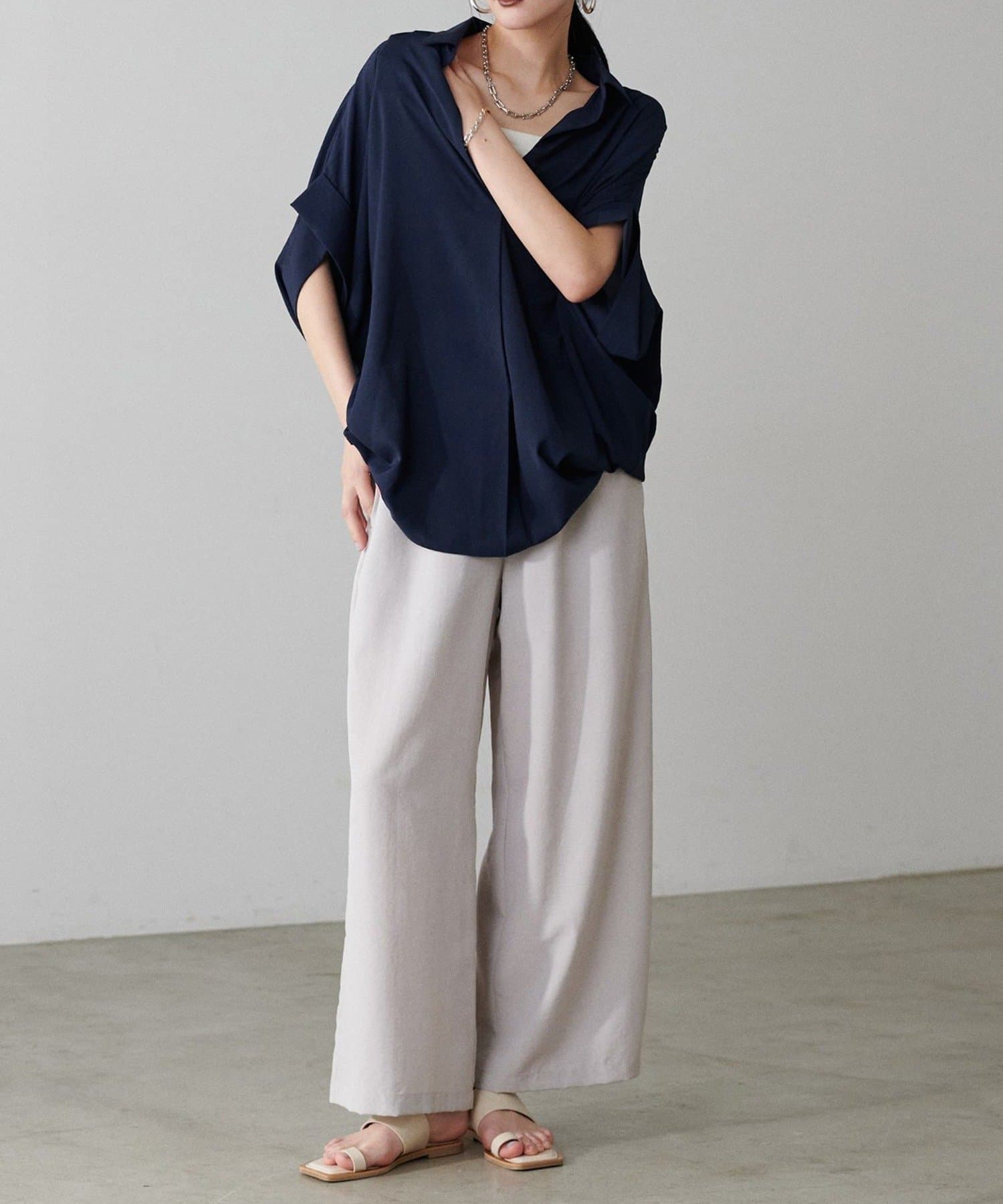 NICE CLAUP / OLIVE des OLIVE OUTLET(ナイスクラップ  / オリーブ デ オリーブ アウトレット) 【LARUTA】ドルマンスキッパーシャツ