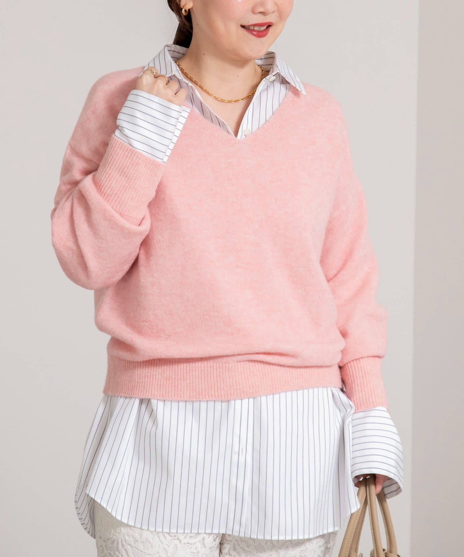 NOLLEY'S(ノーリーズ) 《手洗い可能》アルパカ混Vネックプルオーバー