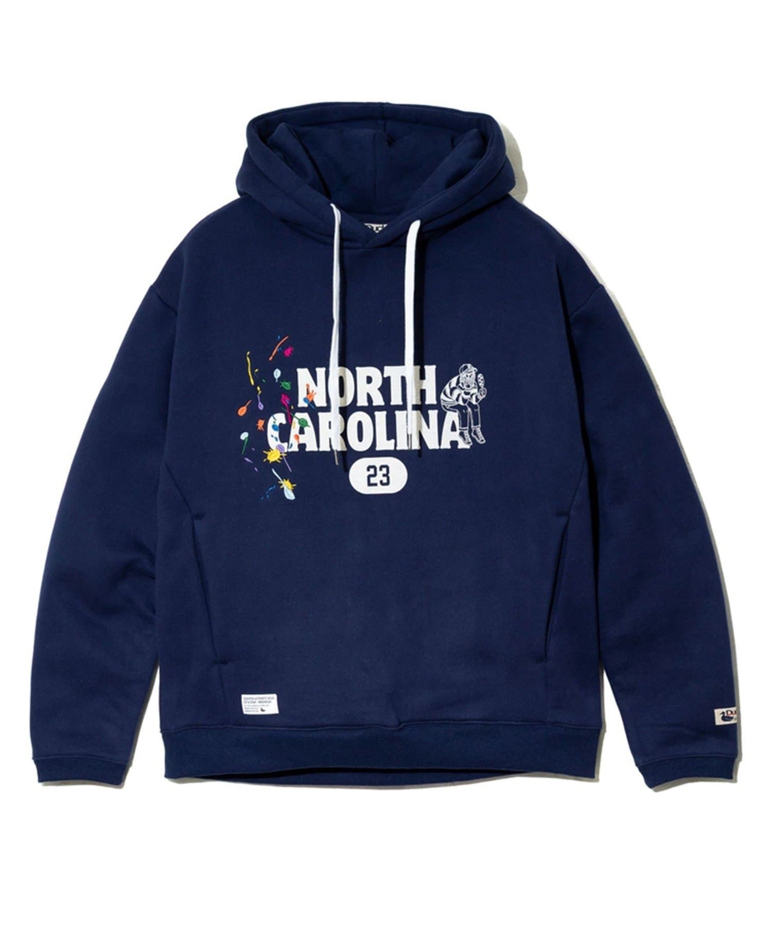 FREDY & GLOSTER(フレディ アンド グロスター) 【Duckster/ダックスター】ペンキ飛ばし刺繍×カレッジロゴフーディー