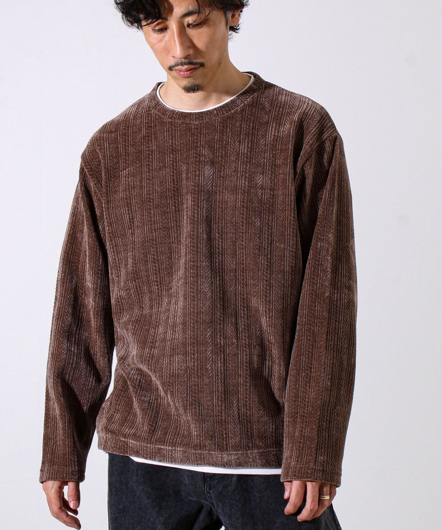 FREDY & GLOSTER(フレディ アンド グロスター) 【上品な光沢感】シェニールフェイクレイヤードカットソー