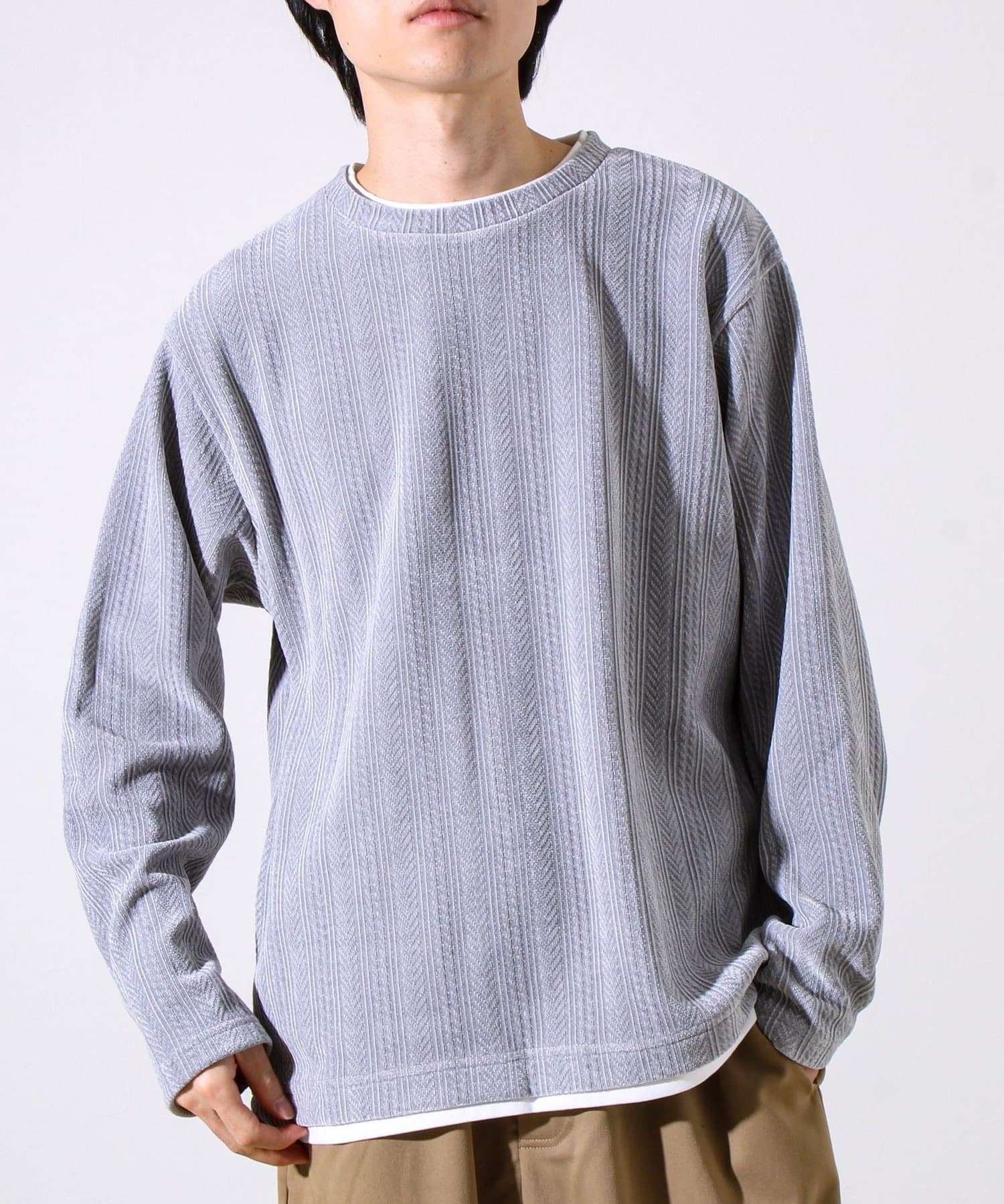 FREDY & GLOSTER(フレディ アンド グロスター) 【上品な光沢感】シェニールフェイクレイヤードカットソー