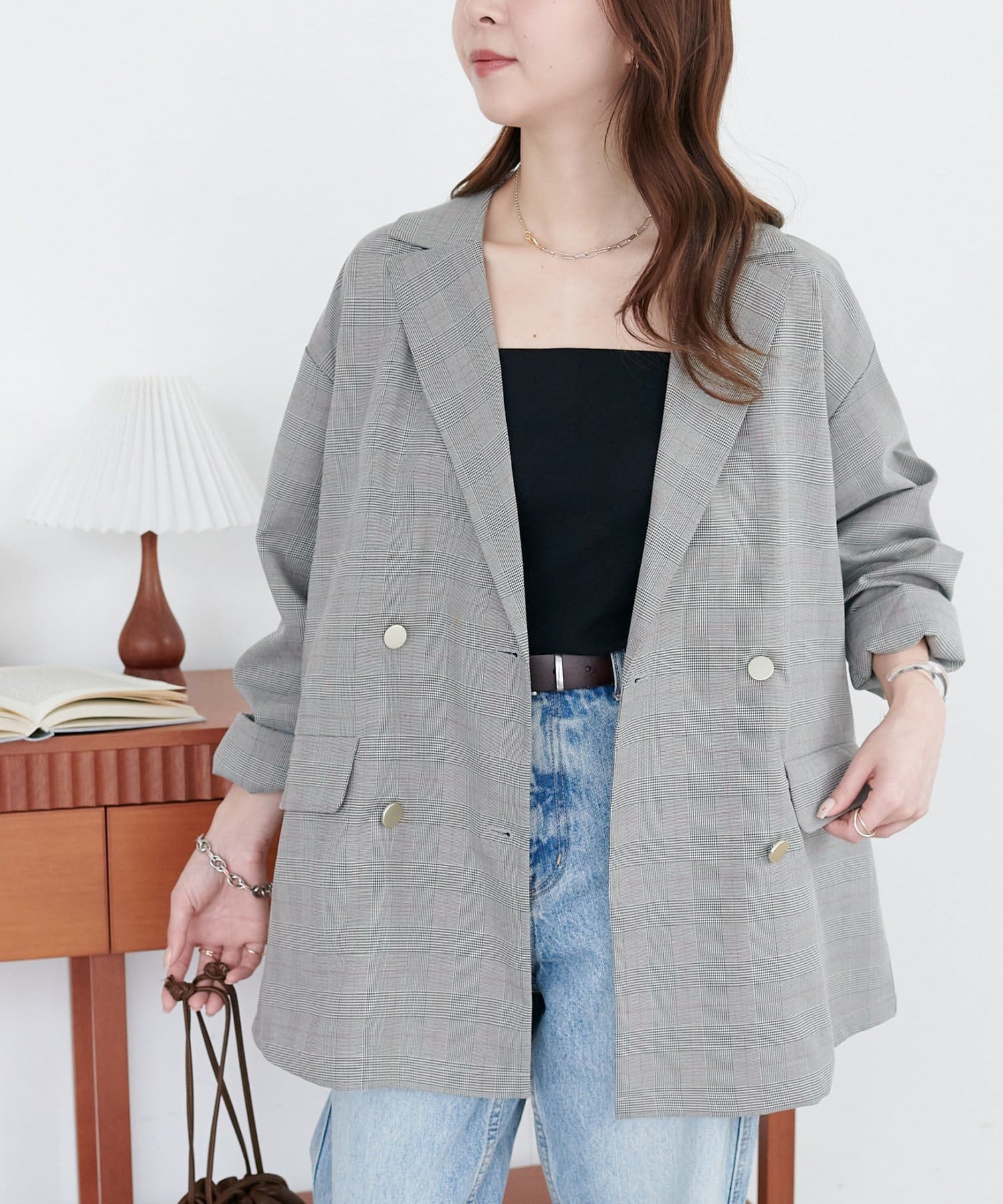 DISCOAT(ディスコート) 【WEB限定】グレンチェックテーラードジャケット