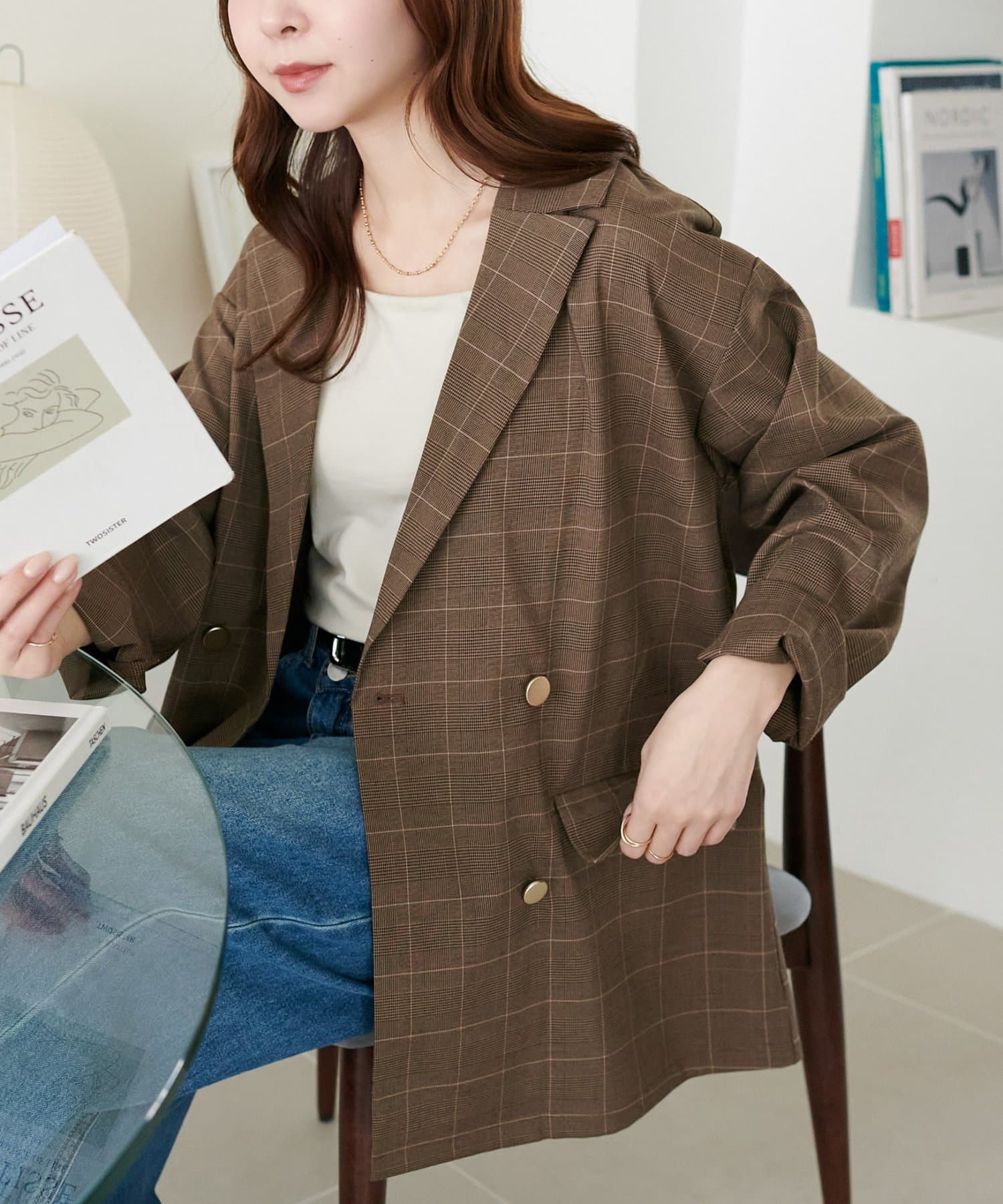 DISCOAT(ディスコート) 【WEB限定】グレンチェックテーラードジャケット