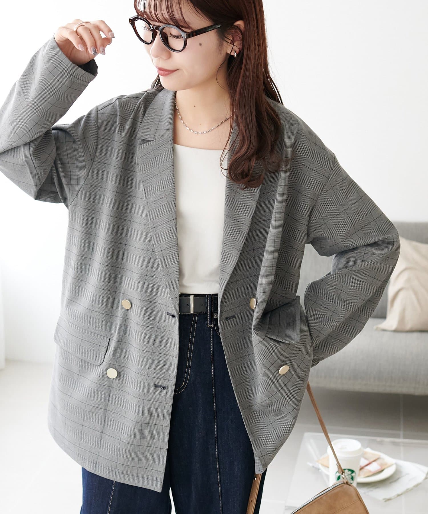 DISCOAT(ディスコート) 【WEB限定】グレンチェックテーラードジャケット