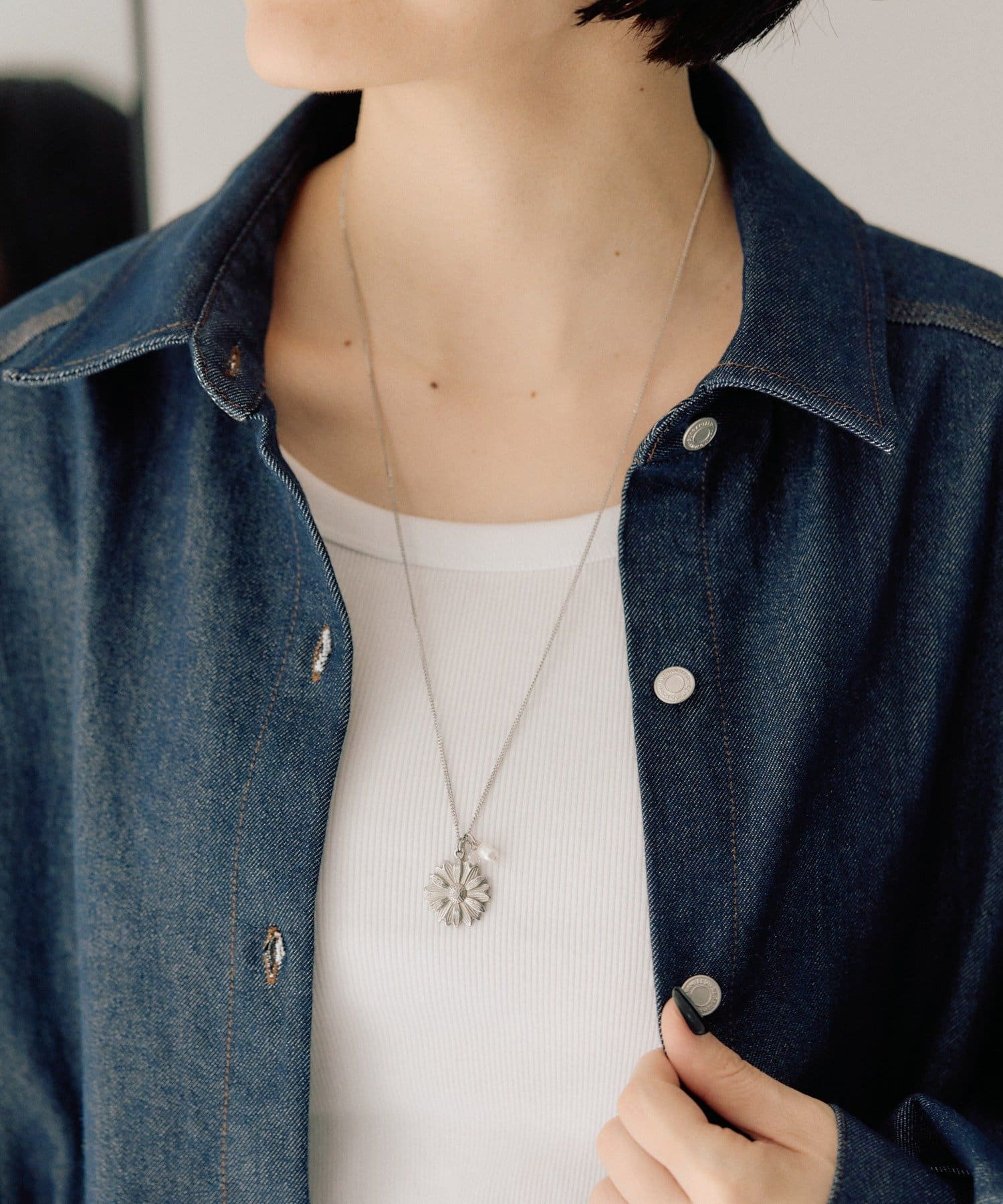 ear PAPILLONNER(イア パピヨネ) 《金属アレルギー対応/ステンレス》フラワーロングネックレス