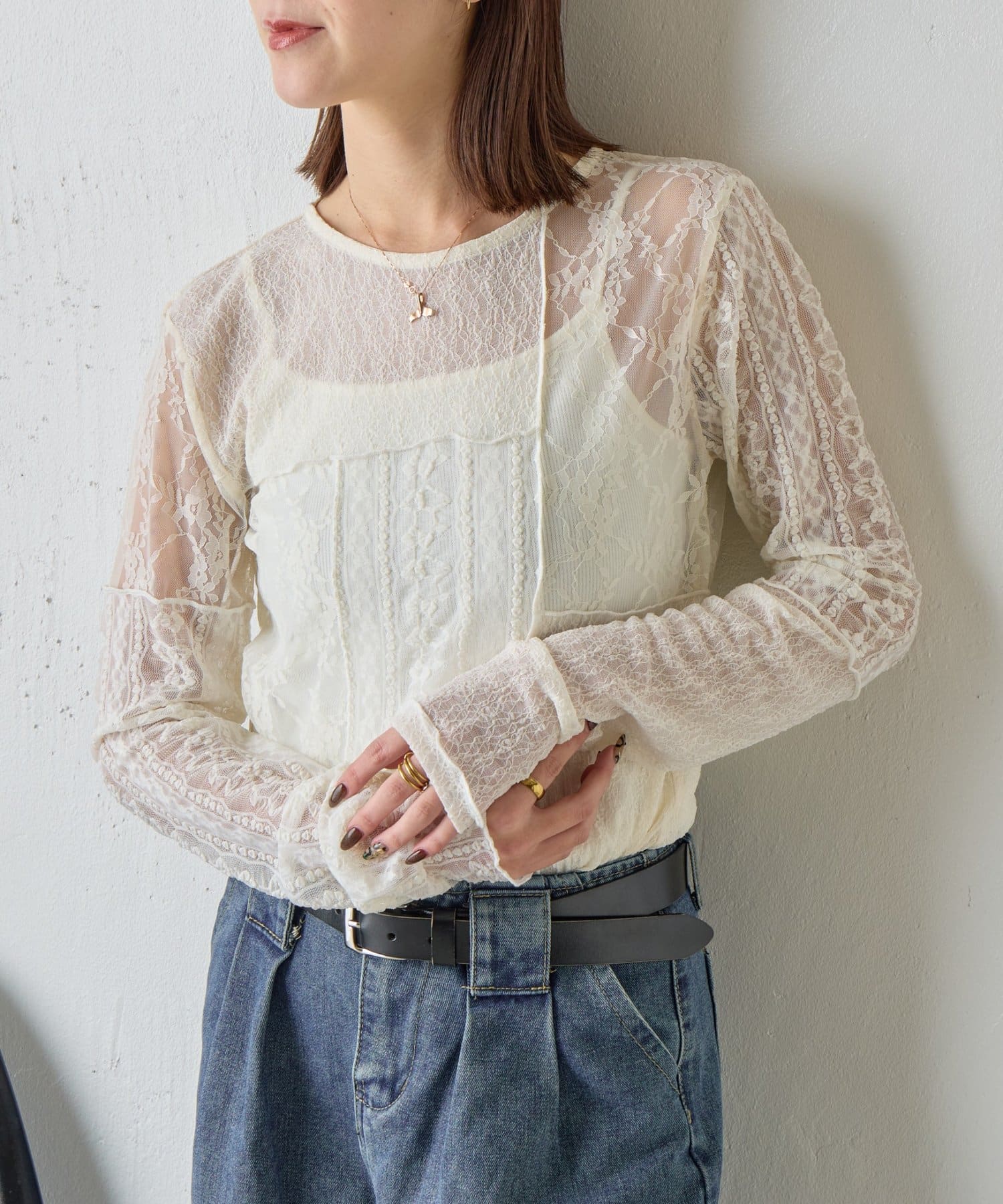 -goocy-(グーシー) レースパッチワークトップス