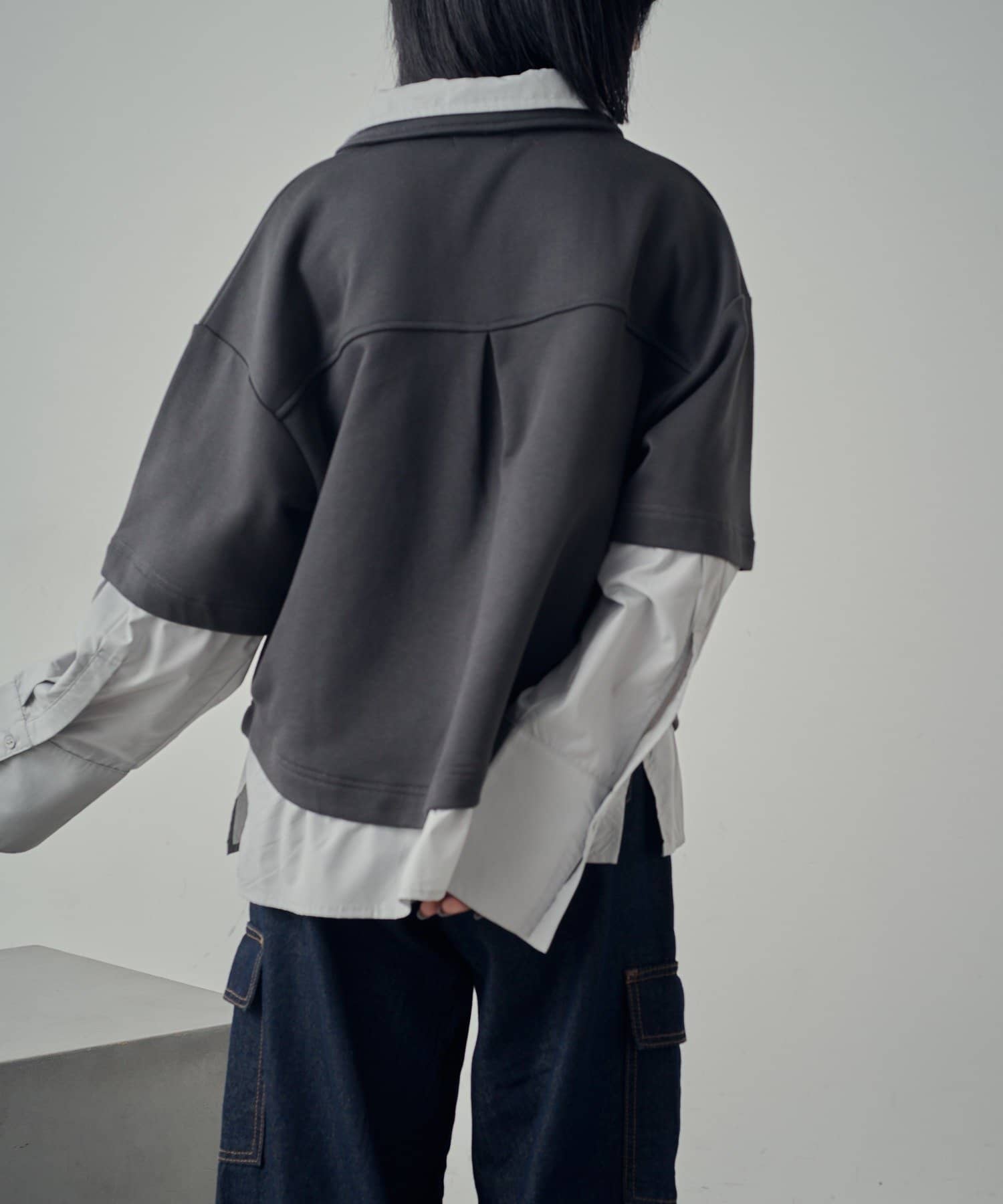 -goocy-(グーシー) シャツレイヤード風ポロプルオーバー