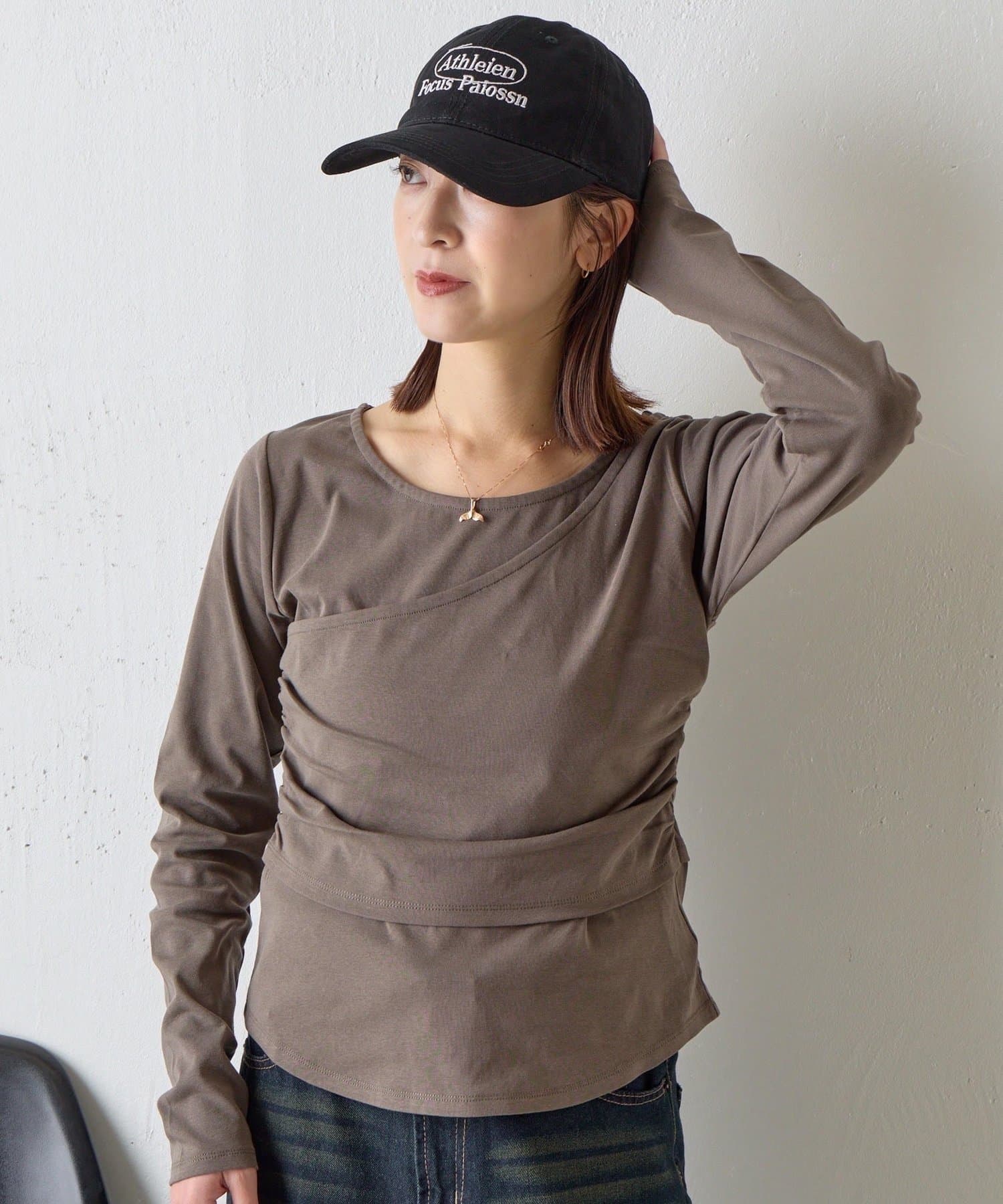 -goocy-(グーシー) 【一枚で決まる！】ワンショルレヤード風トップス