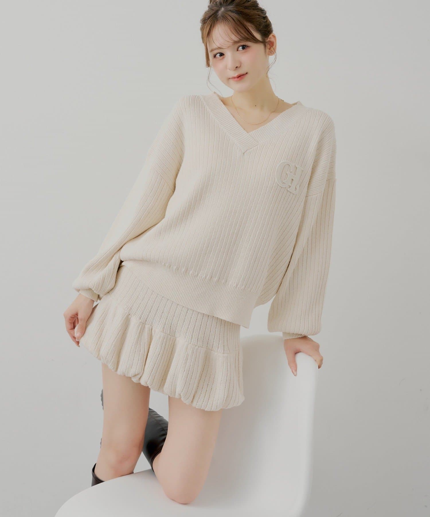 Chico(チコ) 【11/13(木)0:00販売開始】ニットバルーンミニスカート