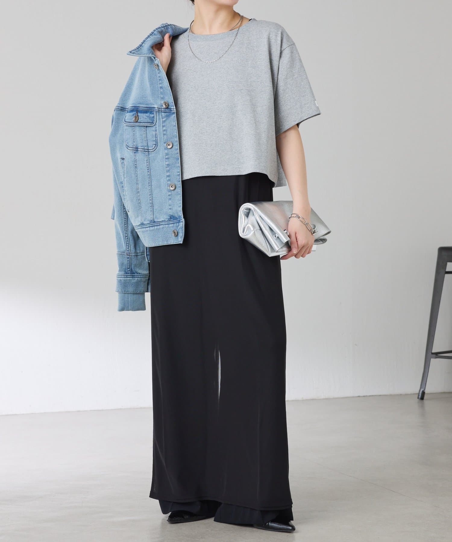 COLLAGE GALLARDAGALANTE(コラージュ ガリャルダガランテ) 【チュールワンピ付き】Q.anos レイヤードTシャツ