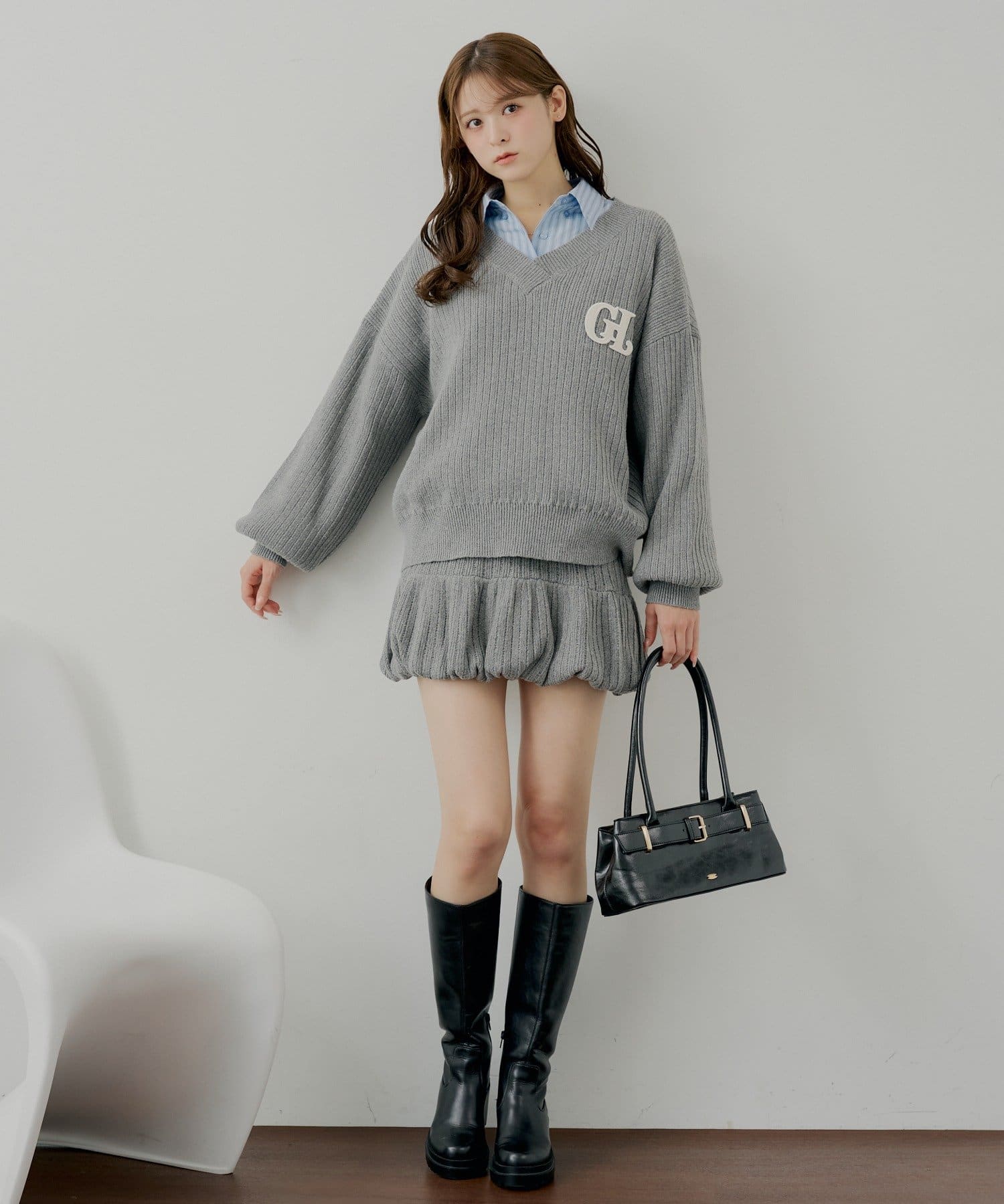 Chico(チコ) 【11/13(木)0:00販売開始】Vネックルーズニット