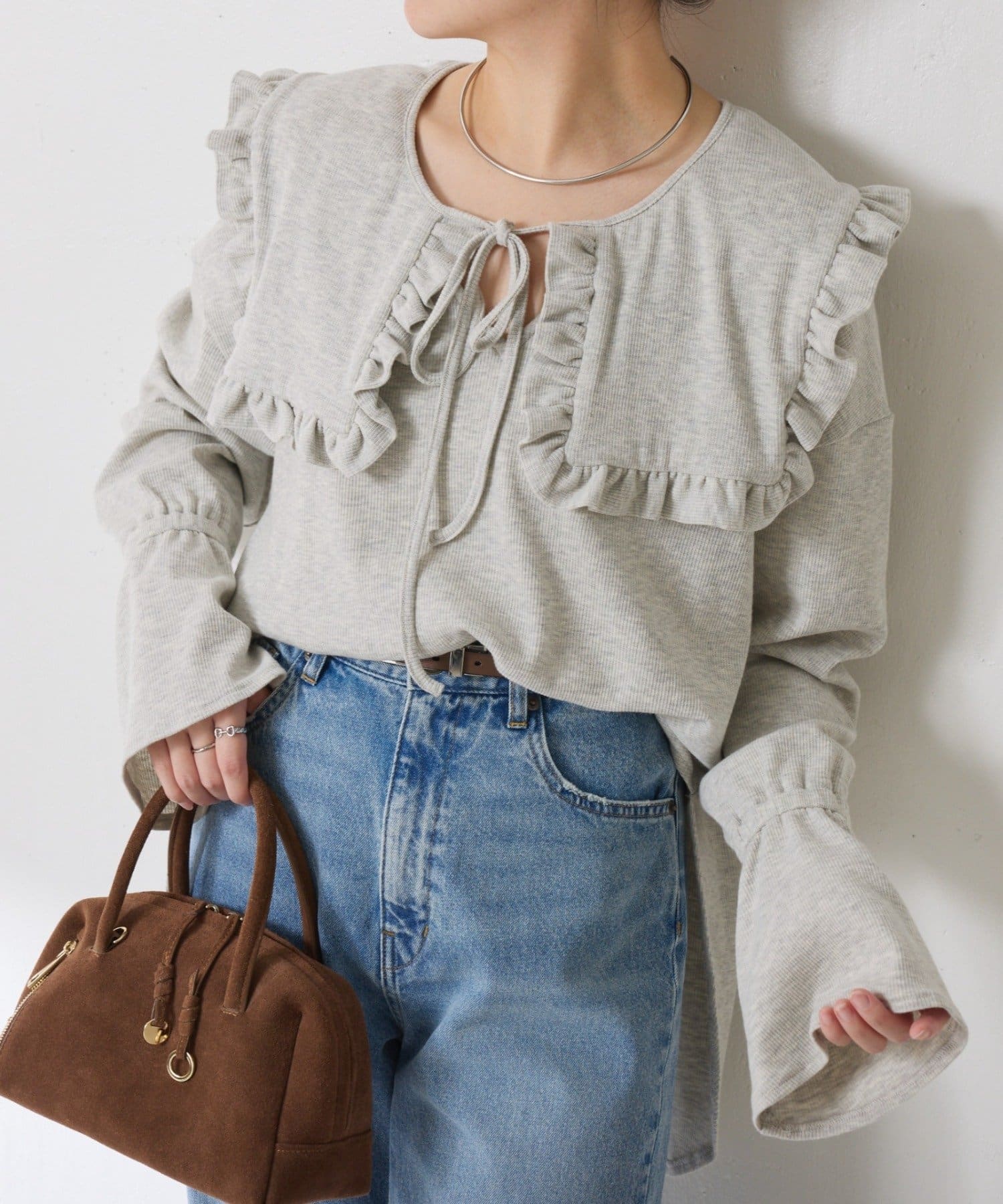 COLLAGE GALLARDAGALANTE(コラージュ ガリャルダガランテ) 【襟は取り外し可能】Qanos 襟付きフリルロンT