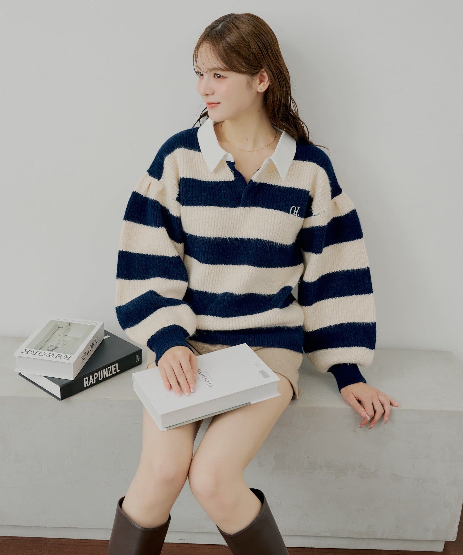 Chico(チコ) 【11/13(木)0:00販売開始】ルーズボーダーラガーニット