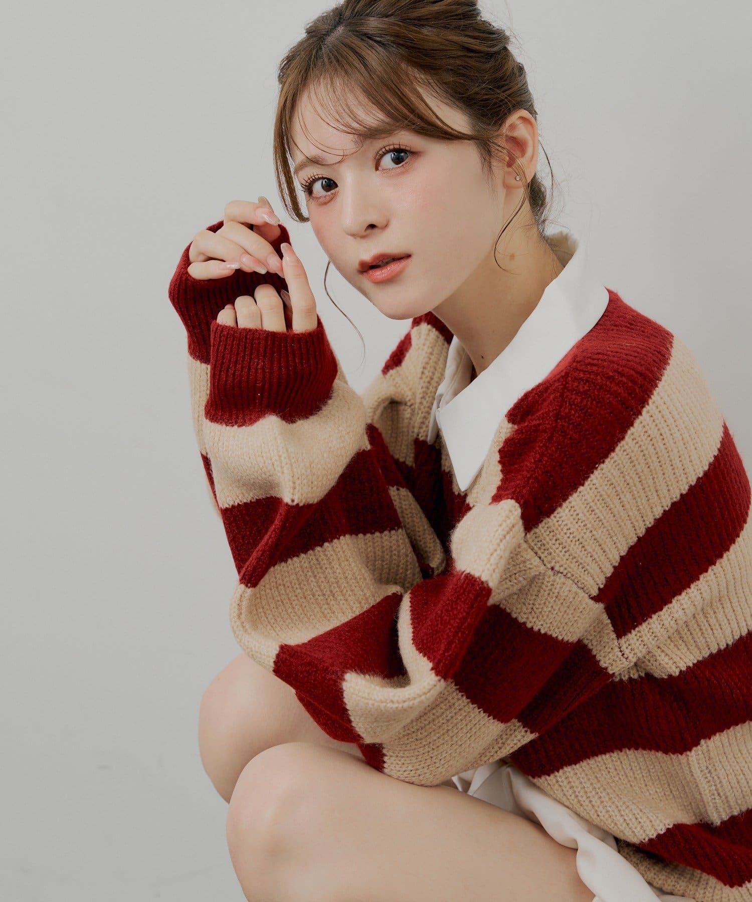 Chico(チコ) 【11/13(木)0:00販売開始】ルーズボーダーラガーニット