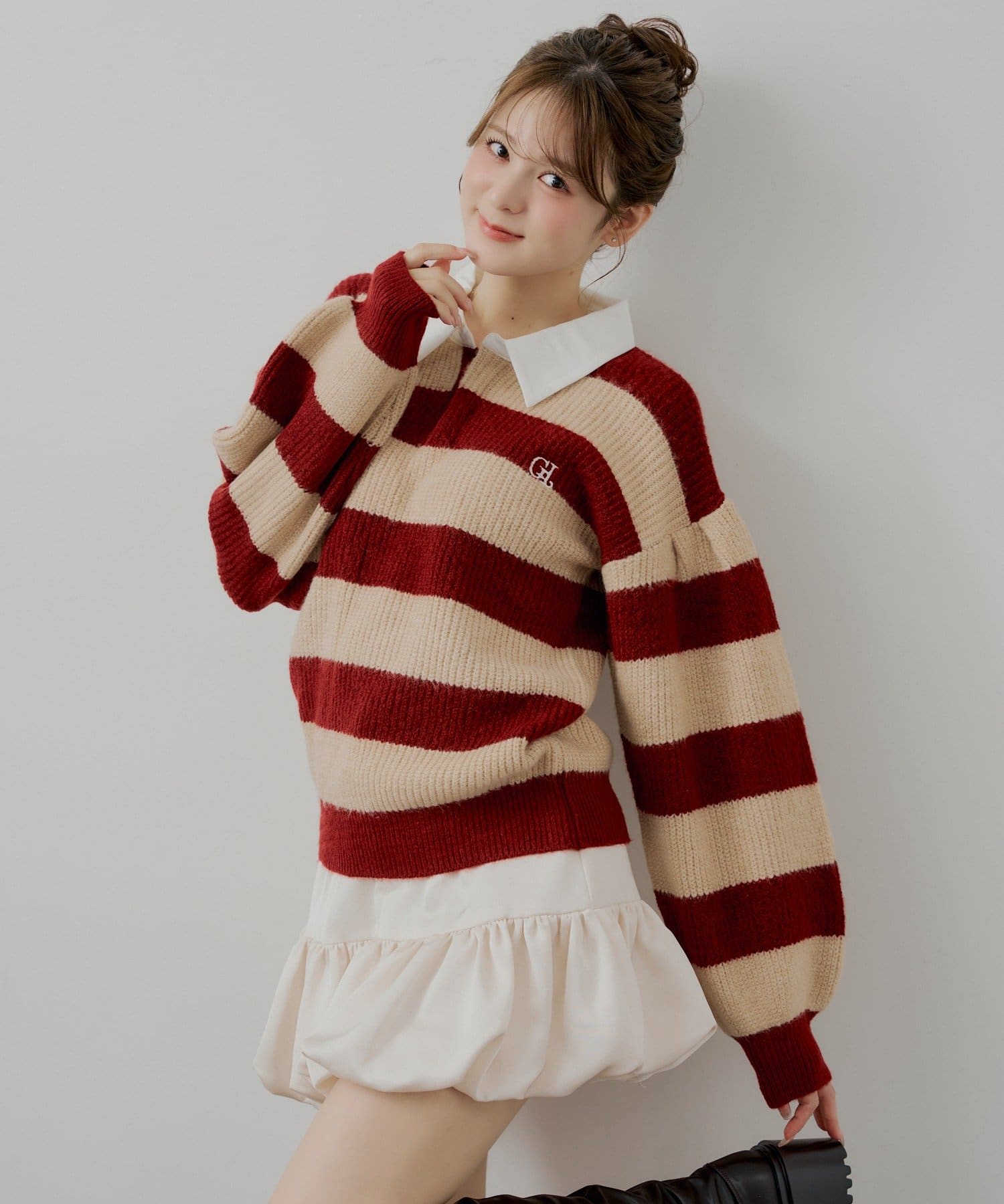 Chico(チコ) 【11/13(木)0:00販売開始】ルーズボーダーラガーニット