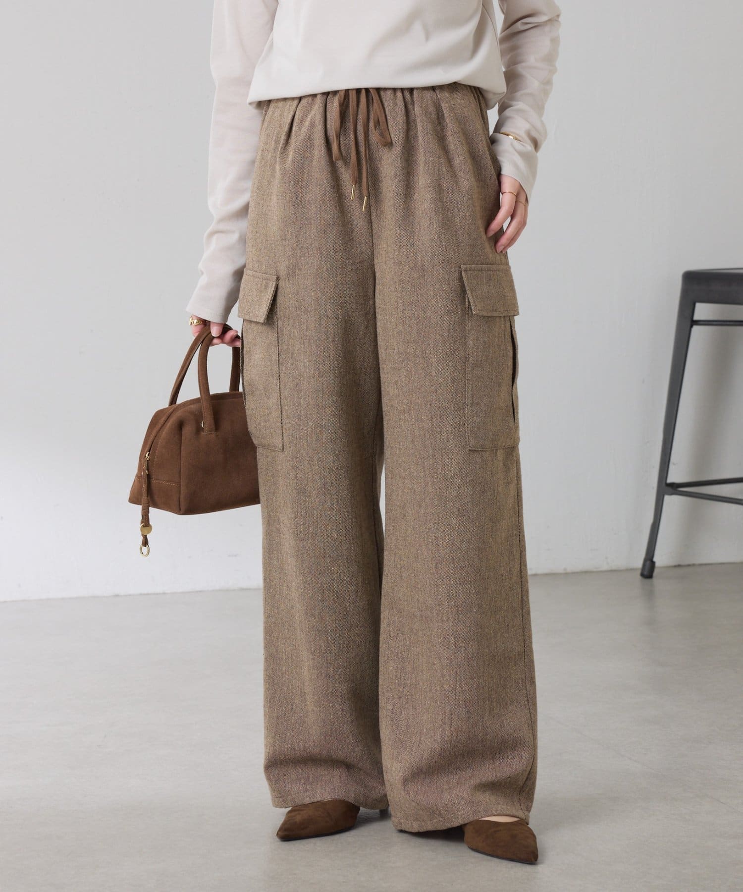 COLLAGE GALLARDAGALANTE(コラージュ ガリャルダガランテ) 【ウエスト調整可】ネップイージーパンツ