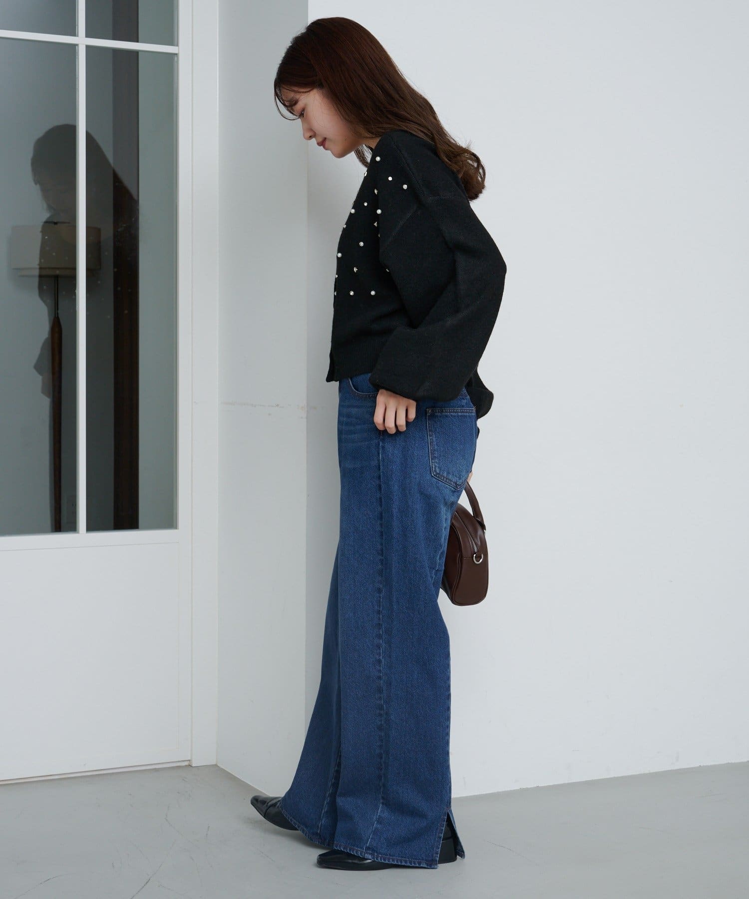 Kastane(カスタネ) 【WEB先行】MIXビジューニットカーディガン