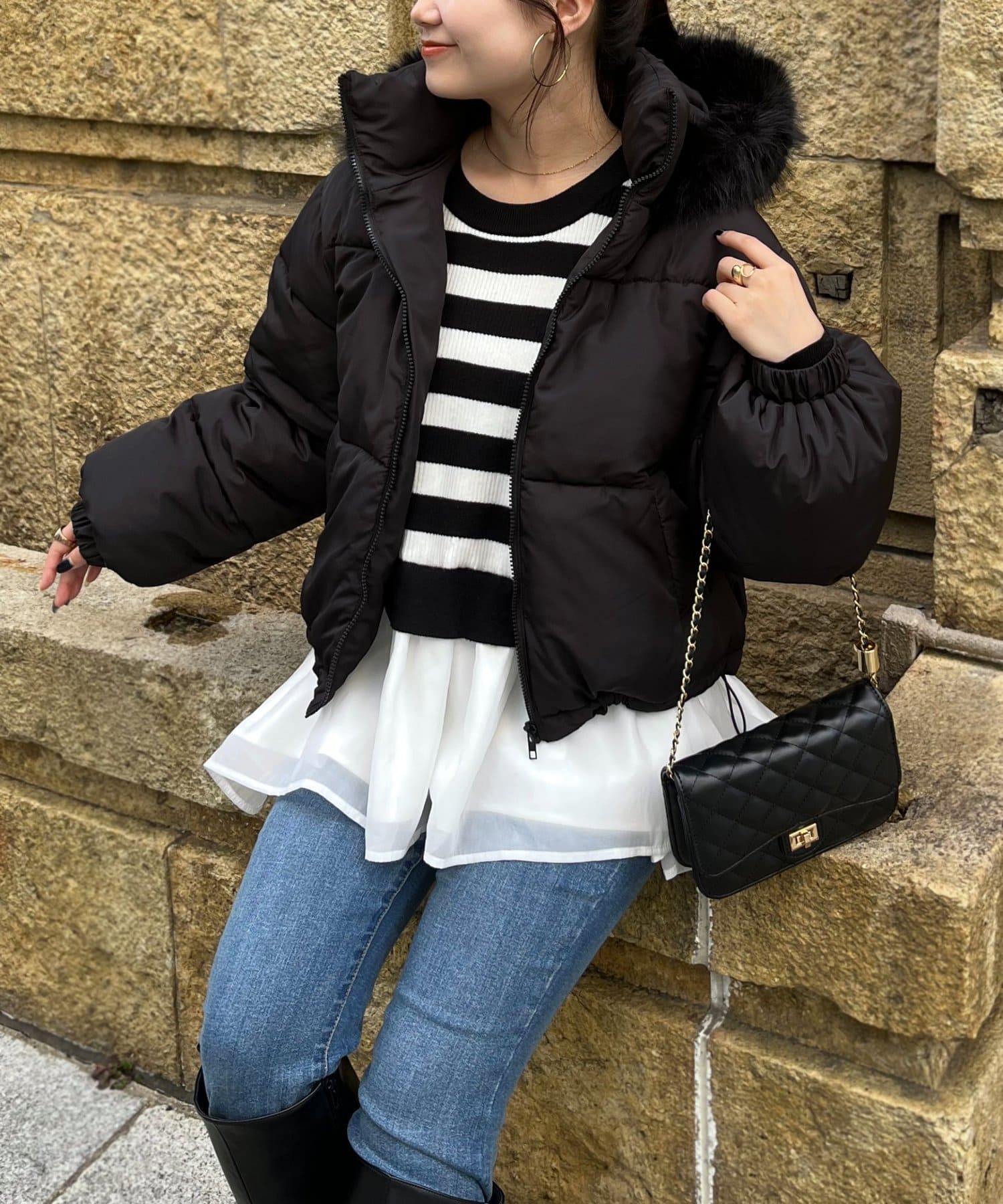 prose verse(プロズヴェール) ボリュームファーフード中綿ブルゾン