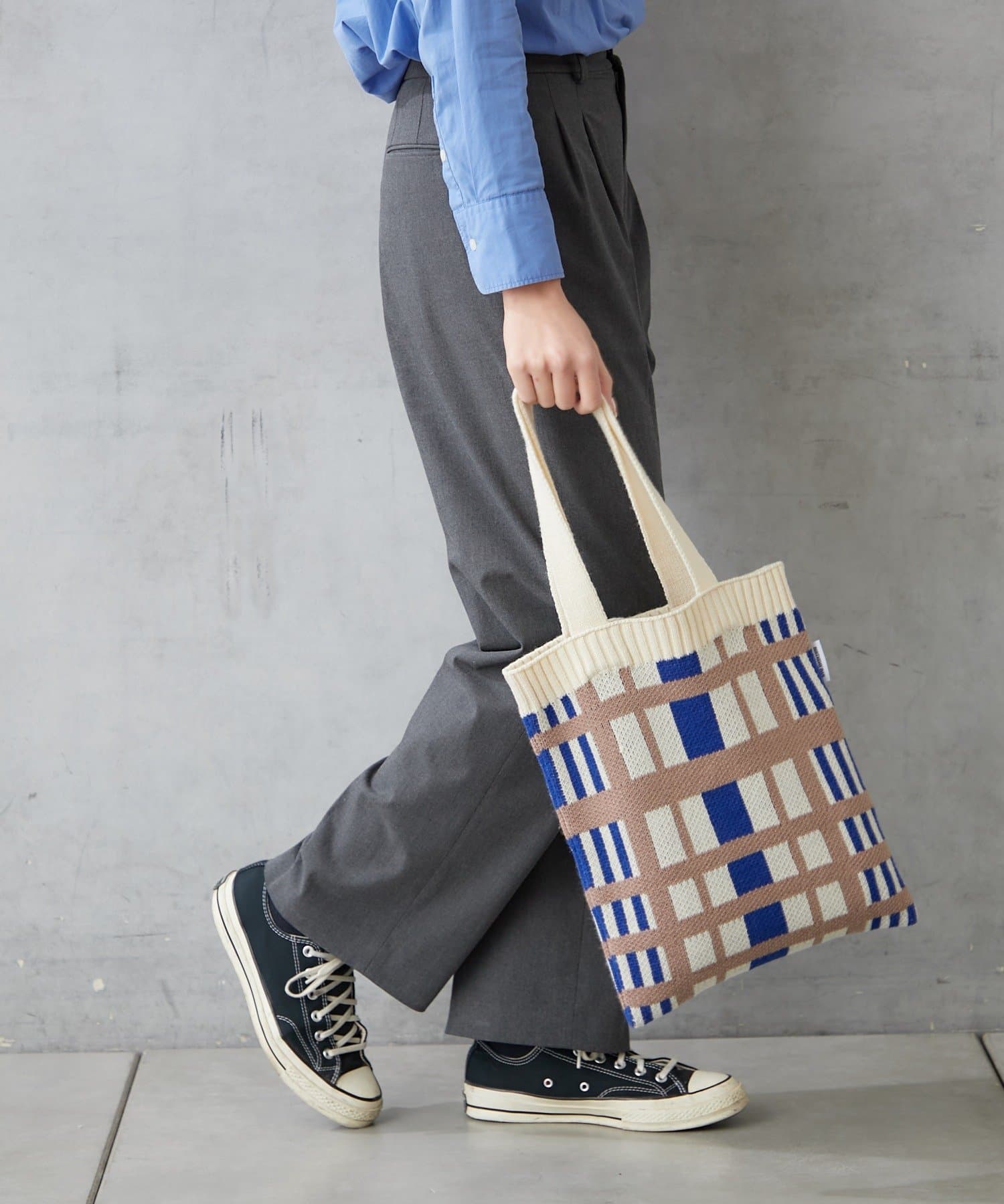 BIRTHDAY BAR(バースデイバー) ニットパターンワイドチェックバッグ