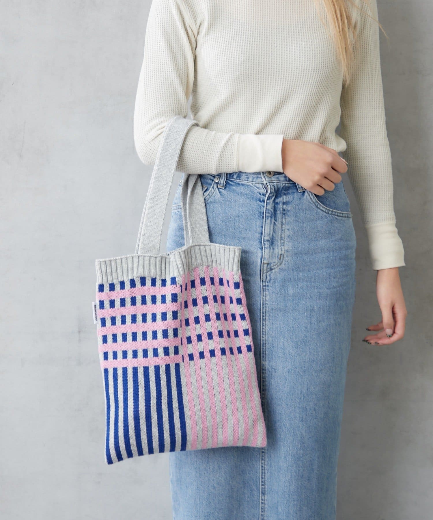 BIRTHDAY BAR(バースデイバー) ニットパターンワイドチェックバッグ