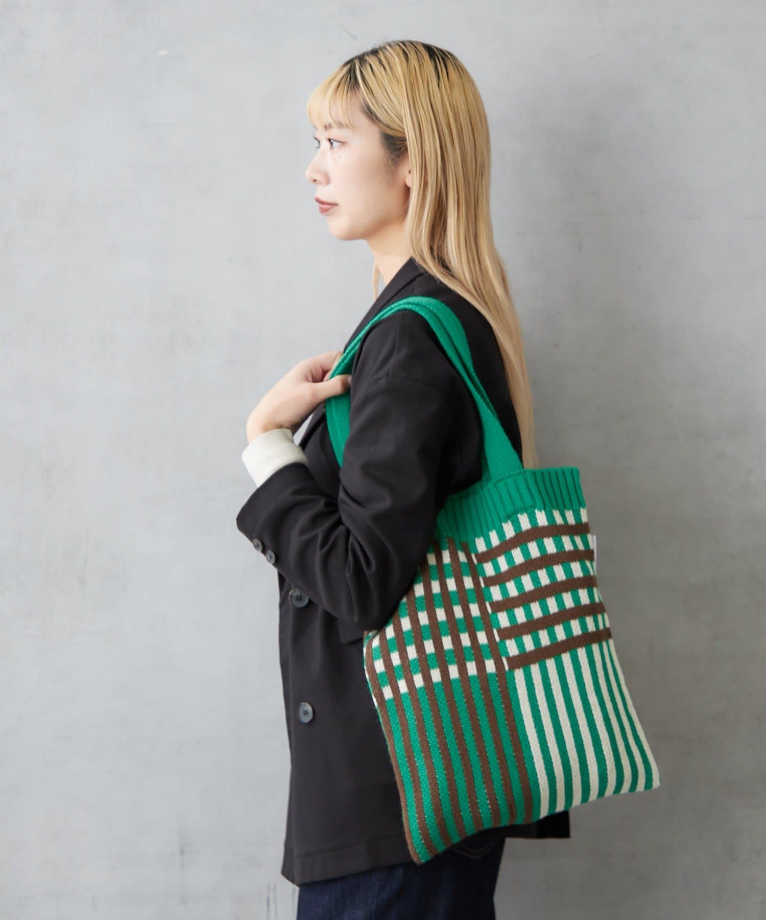 BIRTHDAY BAR(バースデイバー) ニットパターンワイドチェックバッグ