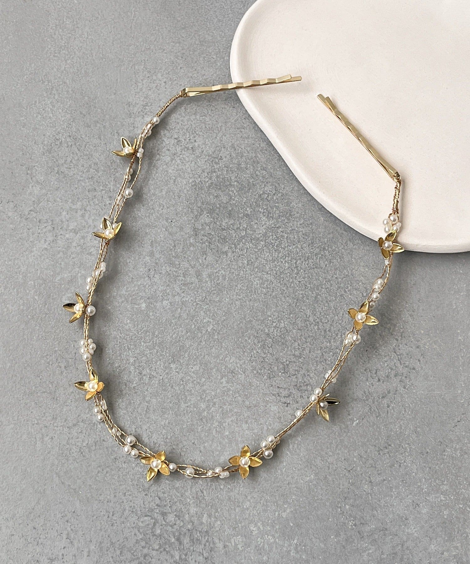 3COINS(スリーコインズ) メタルフラワーパールヘッドドレス