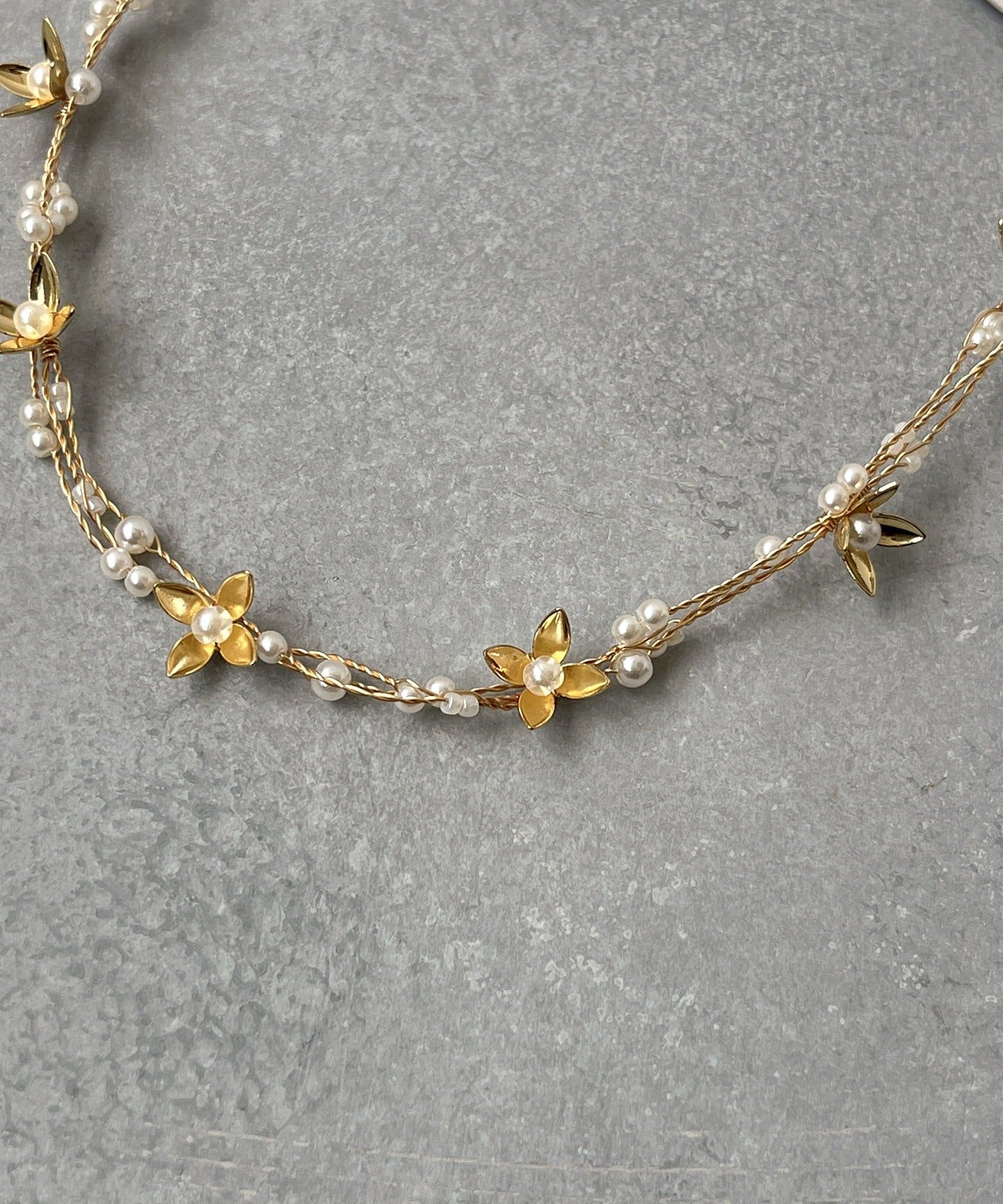 3COINS(スリーコインズ) メタルフラワーパールヘッドドレス