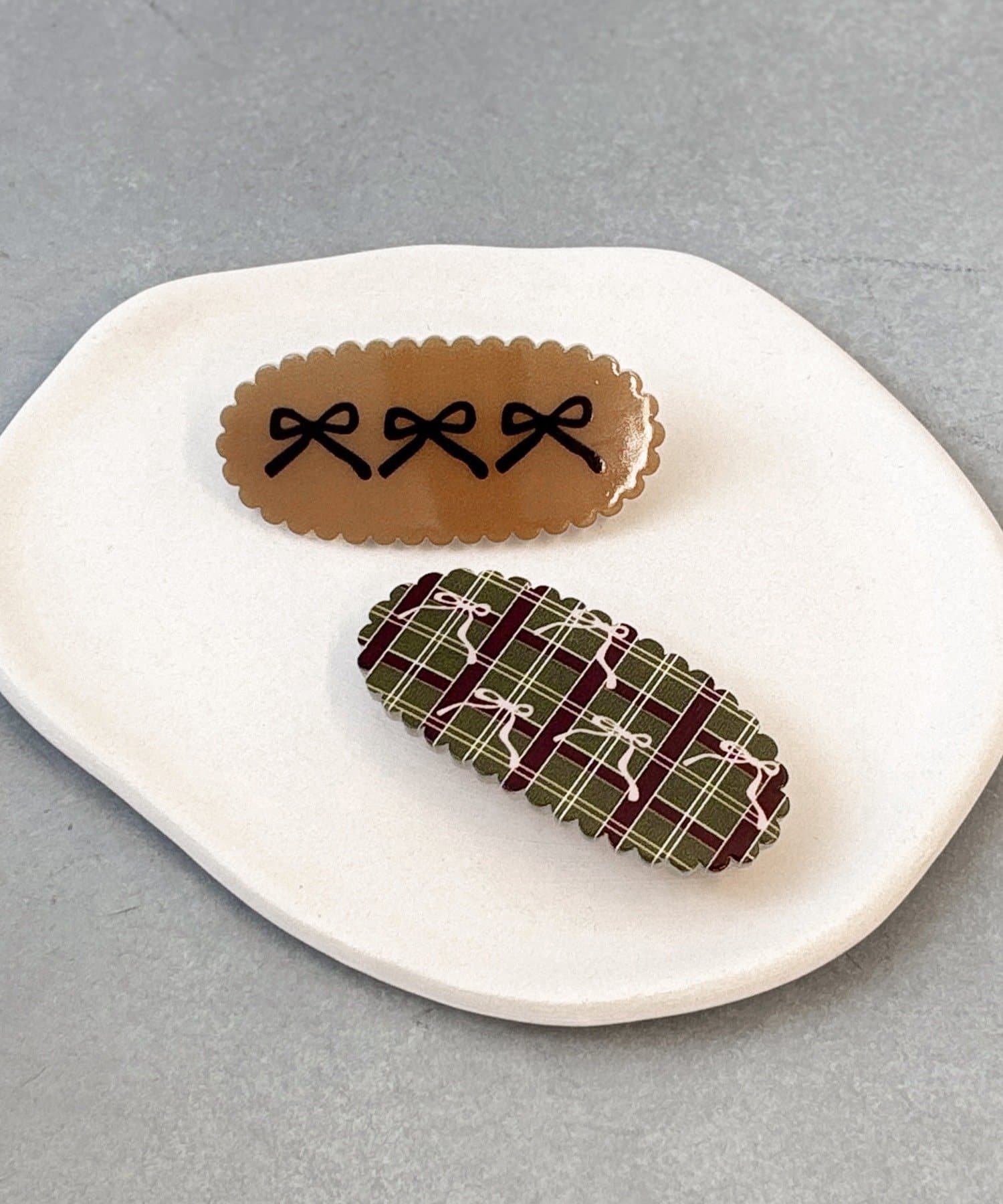 3COINS(スリーコインズ) リボンチェックミニバレッタ2個セット