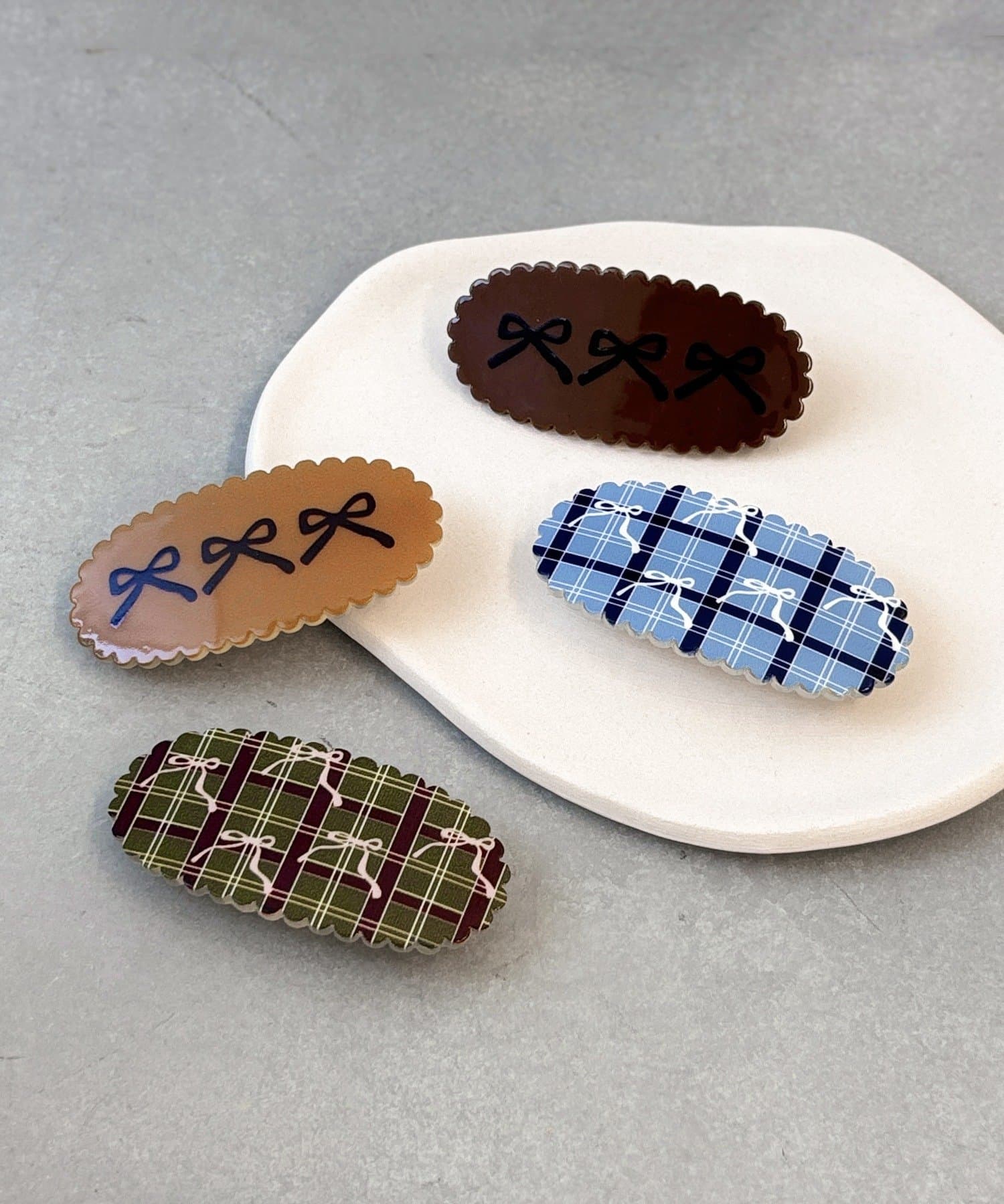 3COINS(スリーコインズ) リボンチェックミニバレッタ2個セット