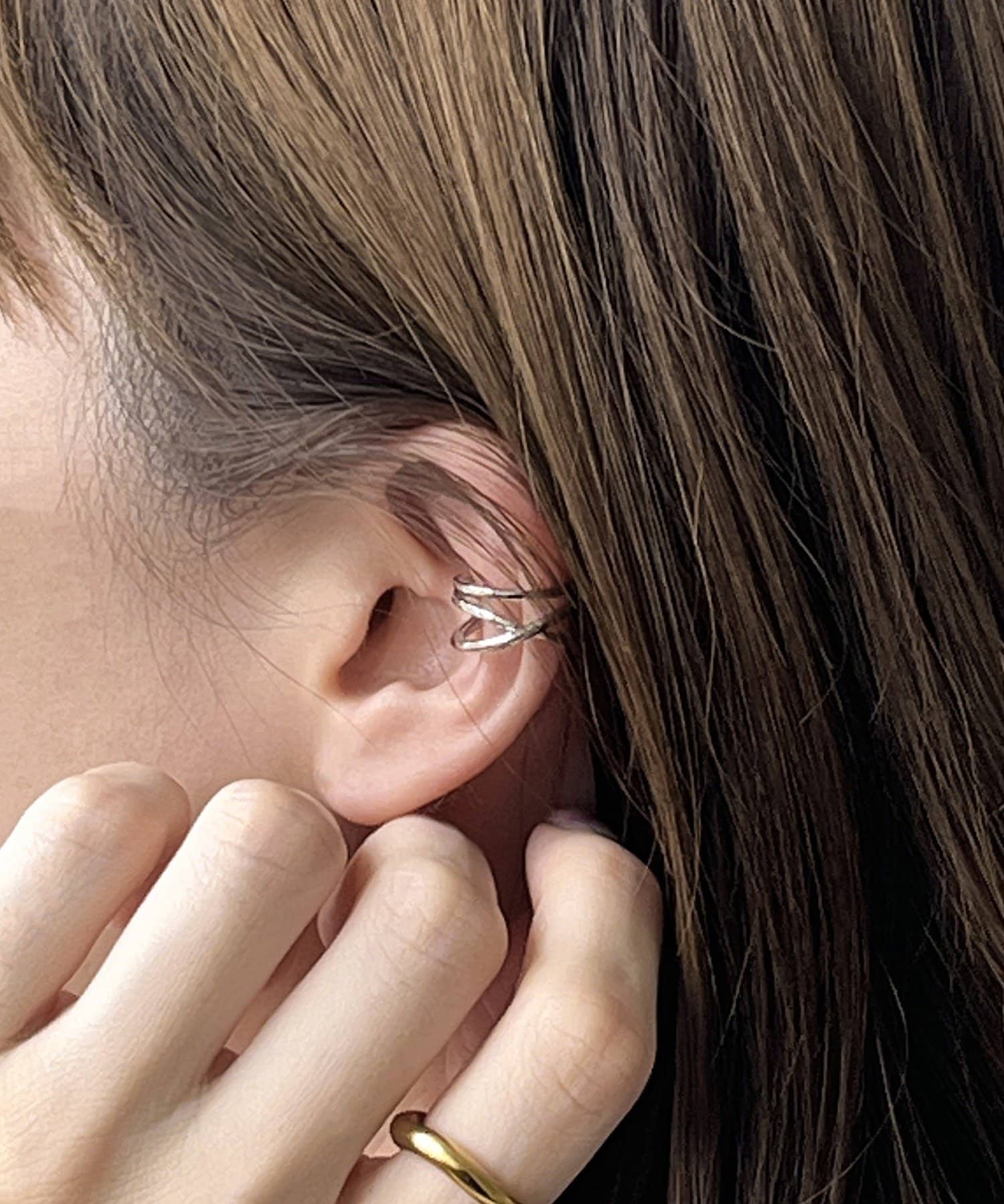 3COINS(スリーコインズ) 3連メタルイヤカフ