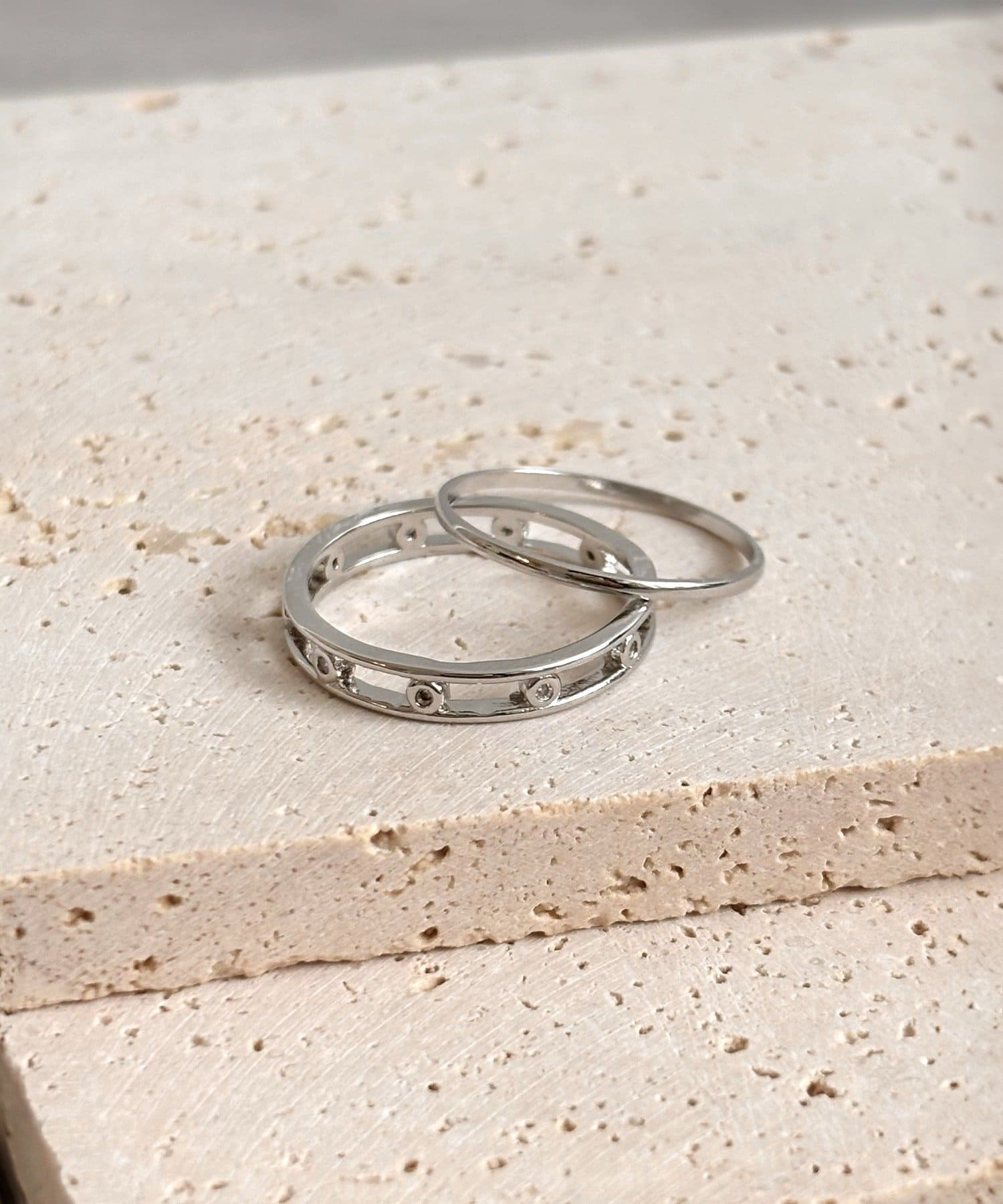 3COINS(スリーコインズ) デザインメタルリング2個セット