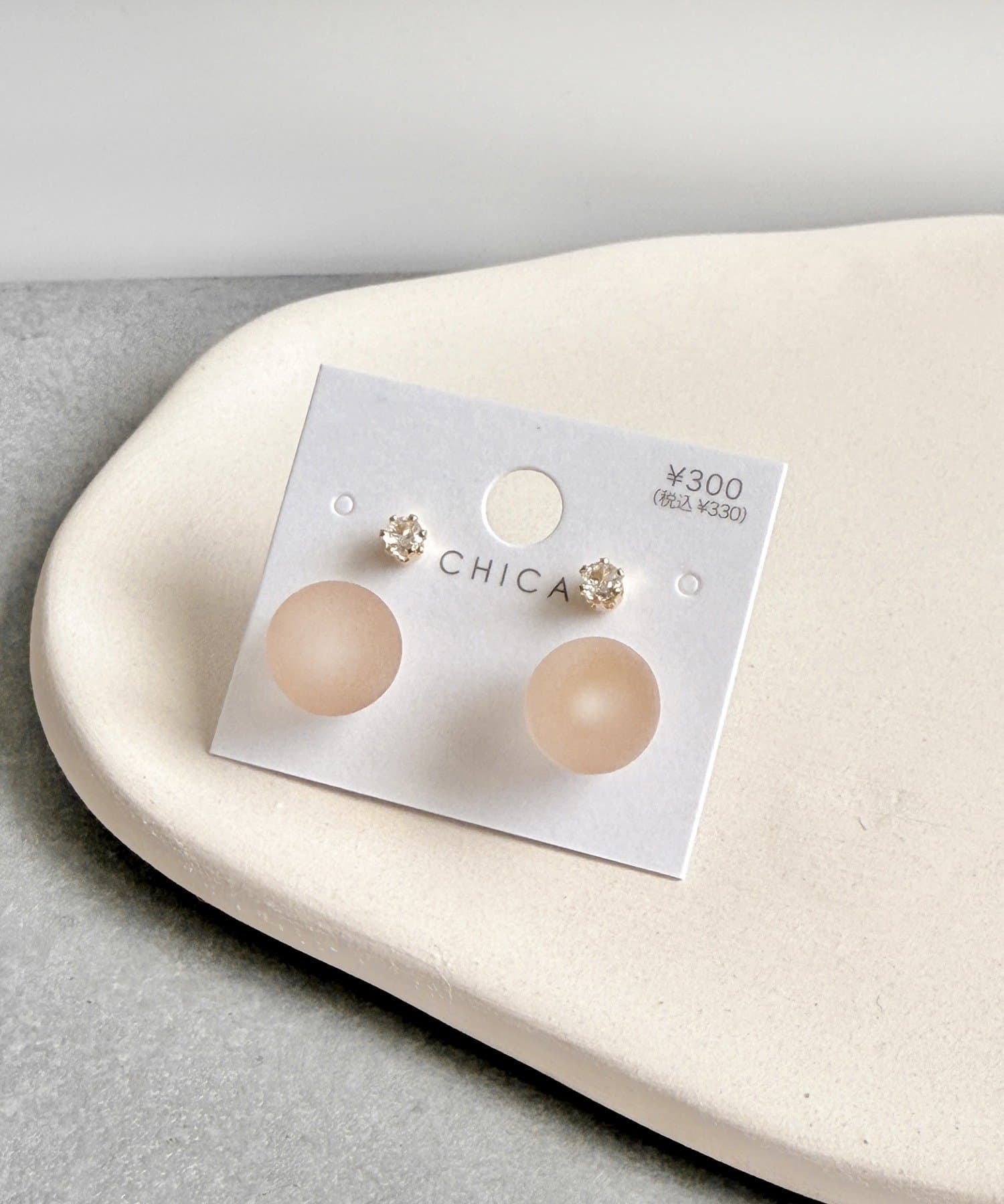 3COINS(スリーコインズ) クリアマットピアス4個セット