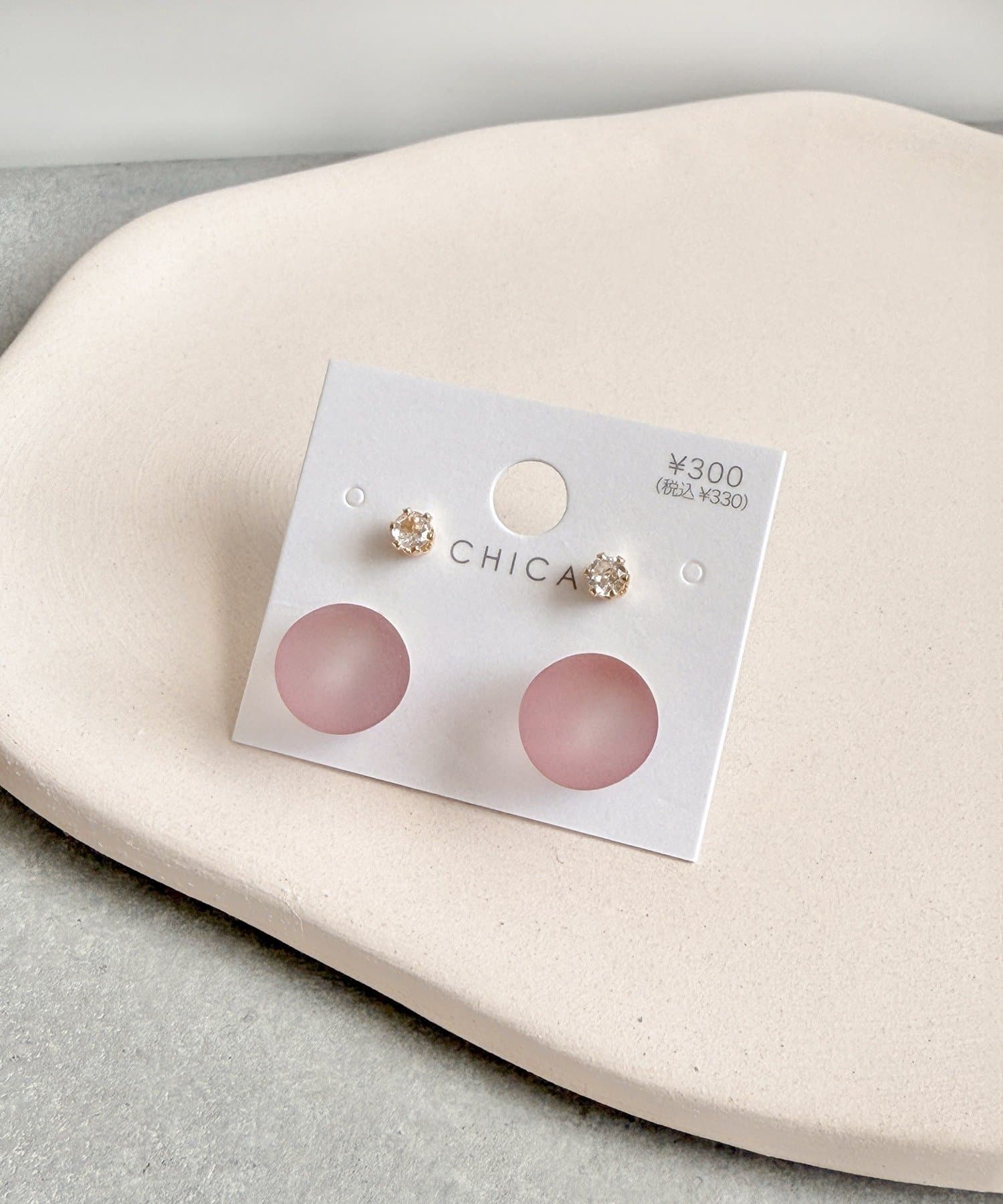 3COINS(スリーコインズ) クリアマットピアス4個セット