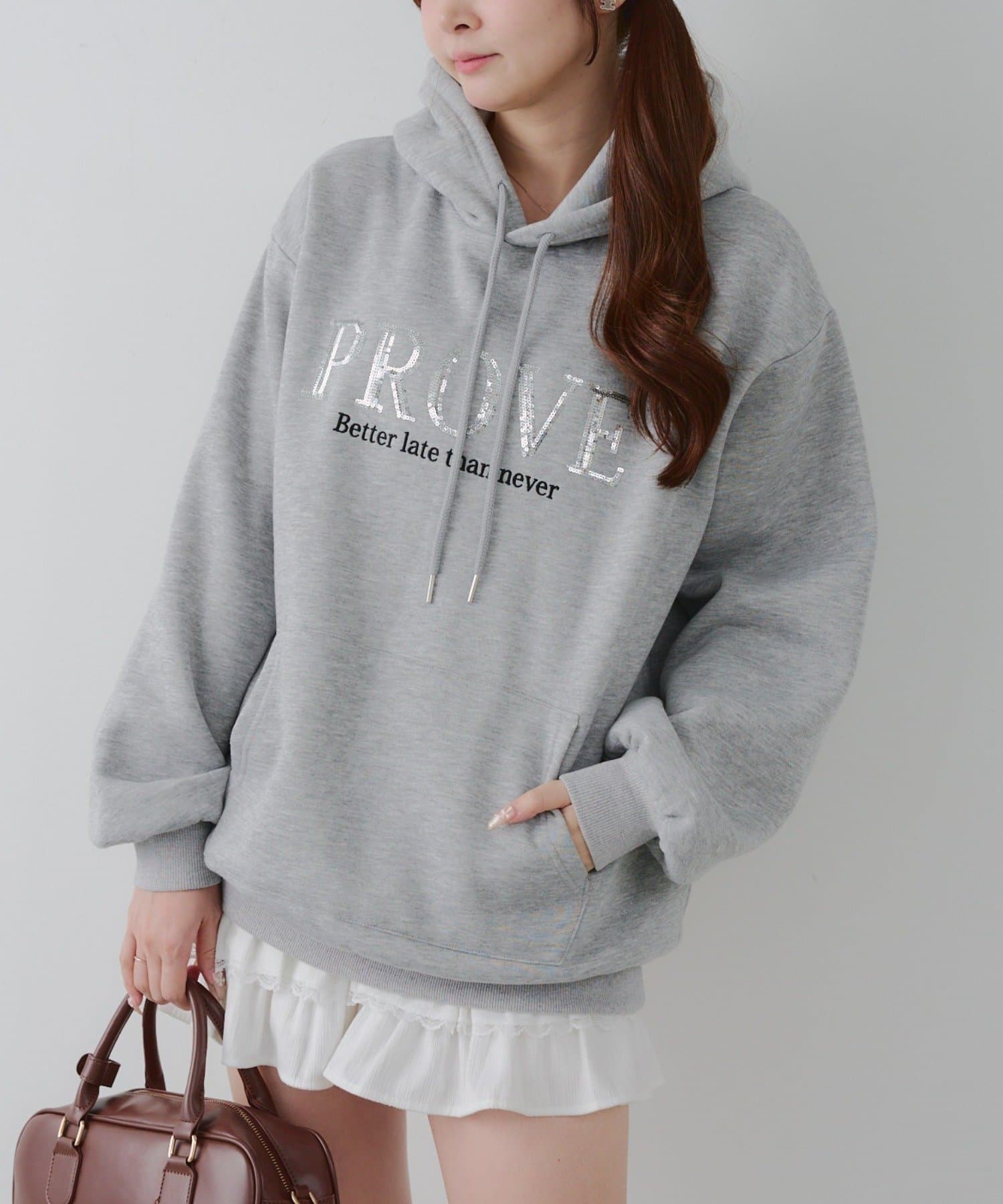 Remind me and forever(リマインドミーアンドフォーエバー) キラキラロゴ裏起毛BIGパーカー