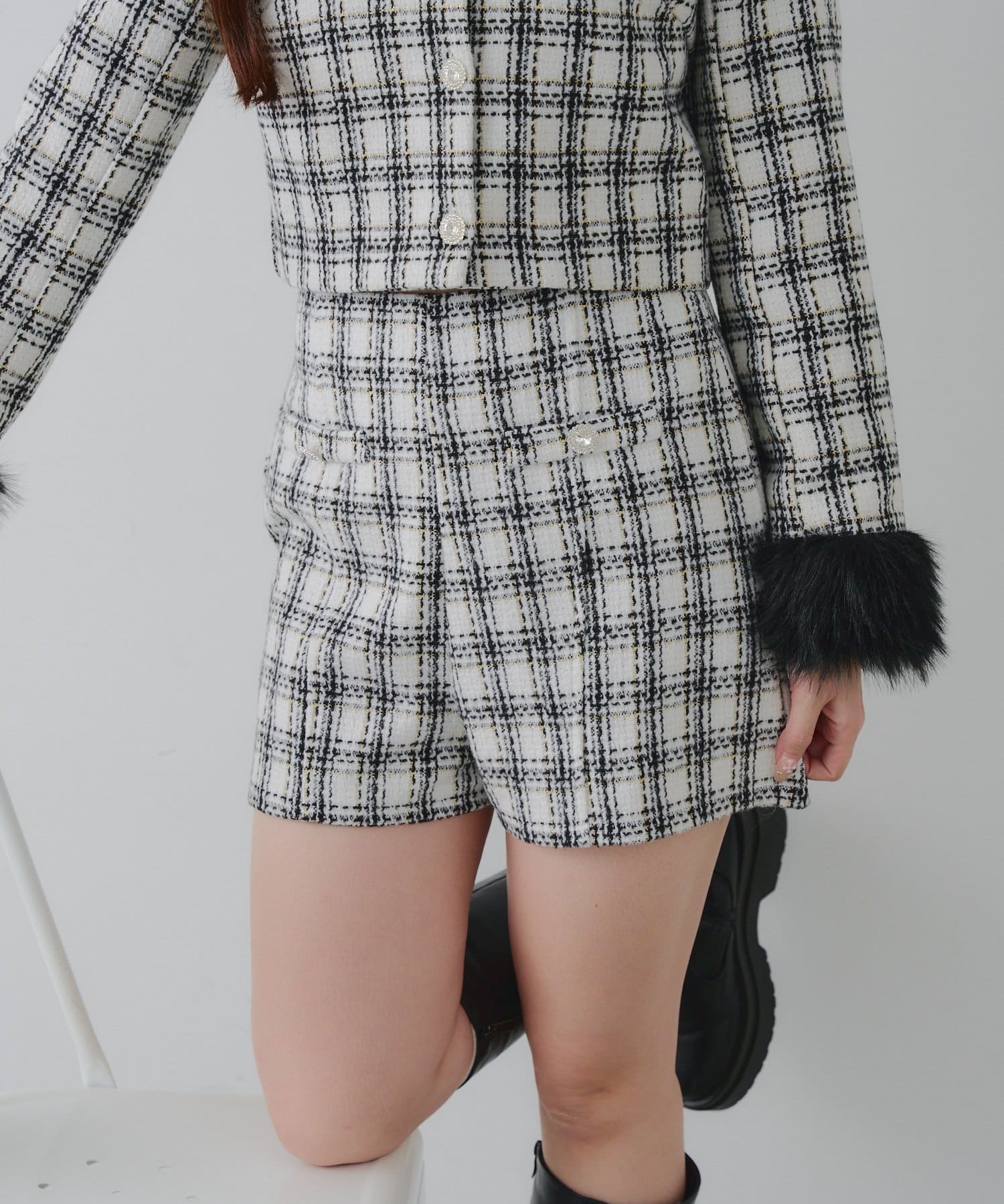 NICE CLAUP / OLIVE des OLIVE OUTLET(ナイスクラップ  / オリーブ デ オリーブ アウトレット) 【RMAF】ツイードショートパンツ