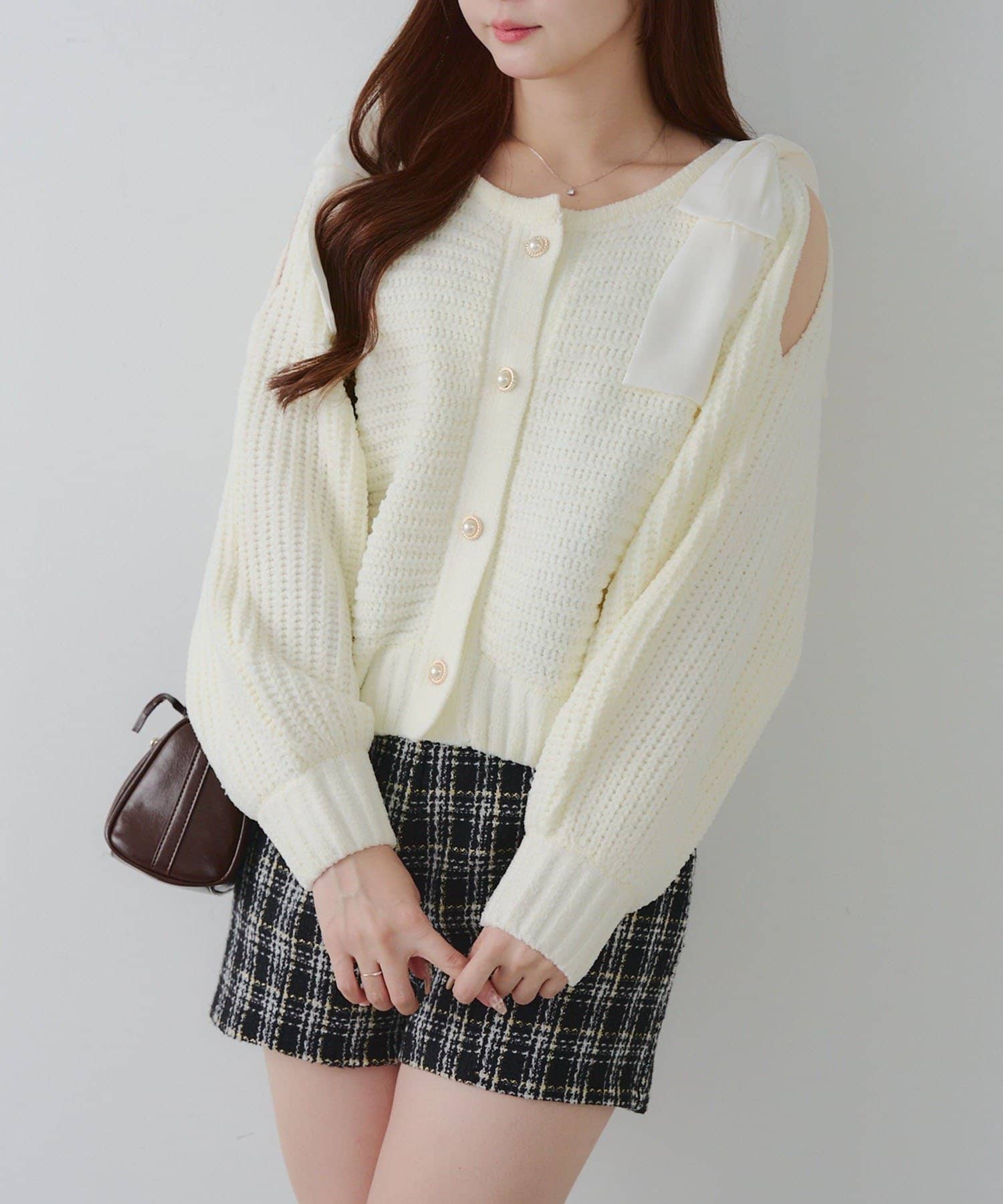 NICE CLAUP / OLIVE des OLIVE OUTLET(ナイスクラップ  / オリーブ デ オリーブ アウトレット) 【RMAF】肩リボンモールプルオーバー