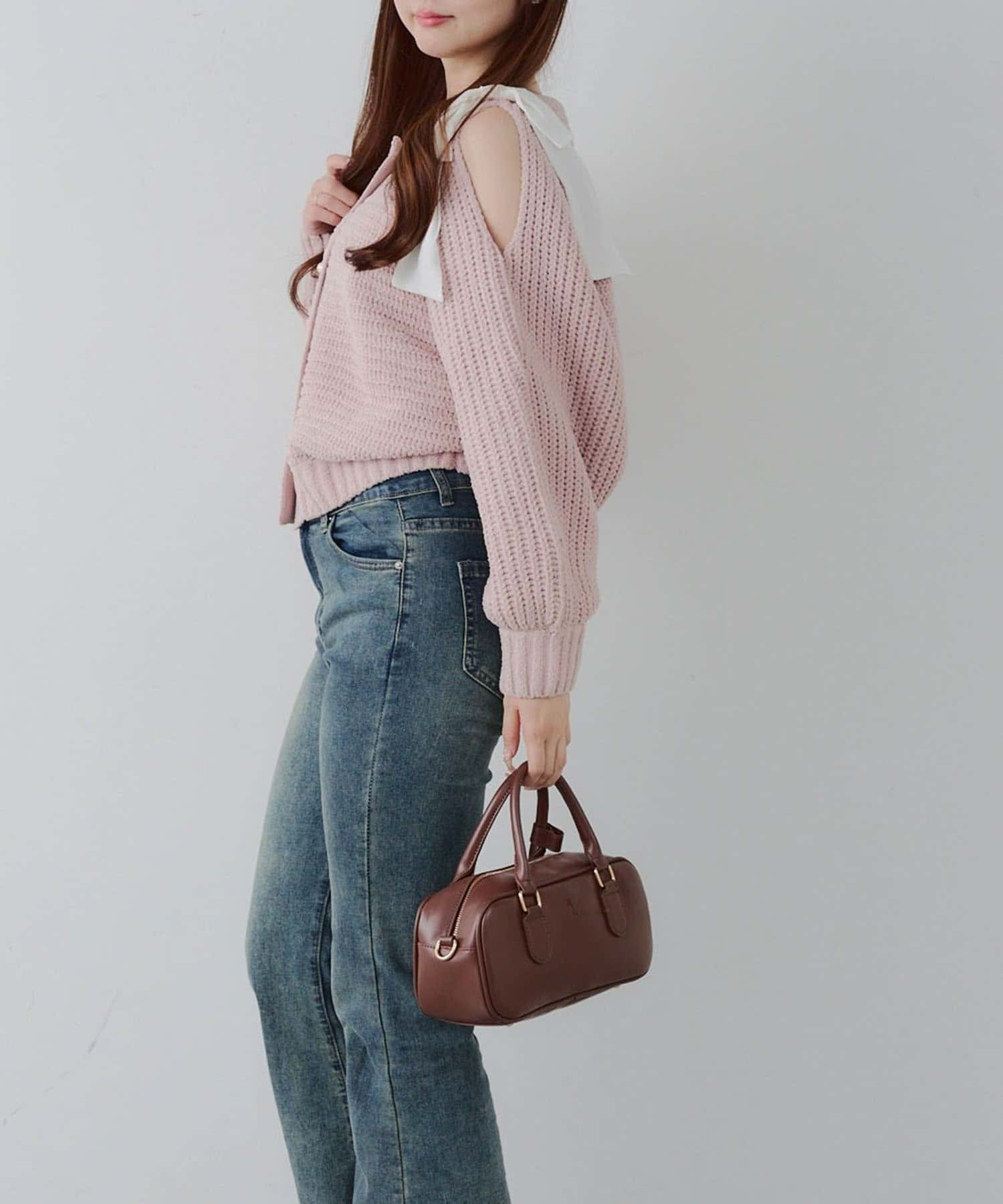 NICE CLAUP / OLIVE des OLIVE OUTLET(ナイスクラップ  / オリーブ デ オリーブ アウトレット) 【RMAF】肩リボンモールプルオーバー