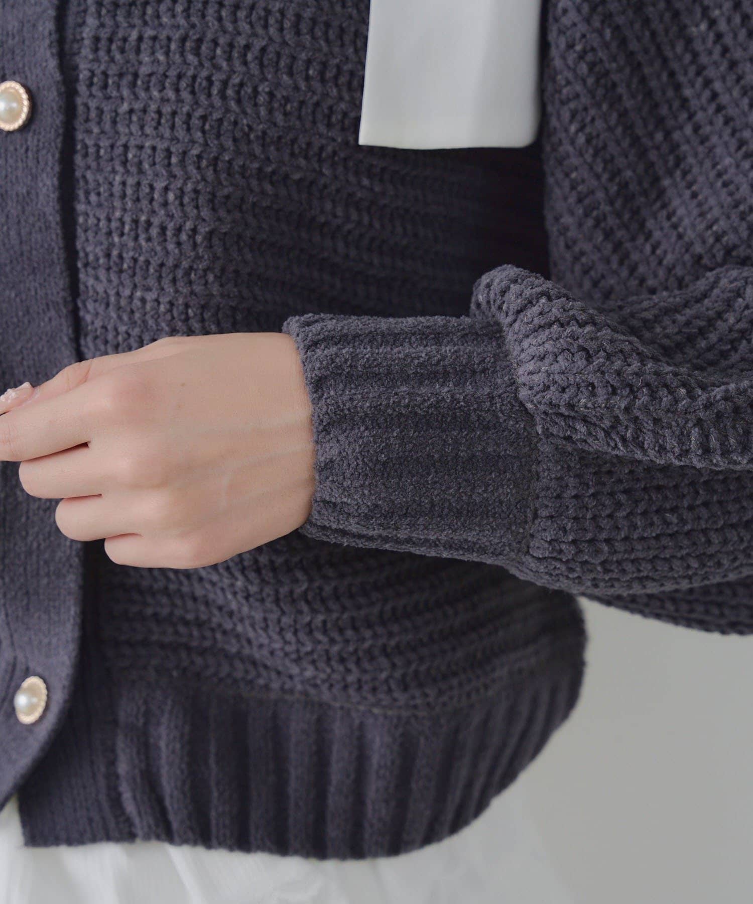 NICE CLAUP / OLIVE des OLIVE OUTLET(ナイスクラップ  / オリーブ デ オリーブ アウトレット) 【RMAF】肩リボンモールプルオーバー