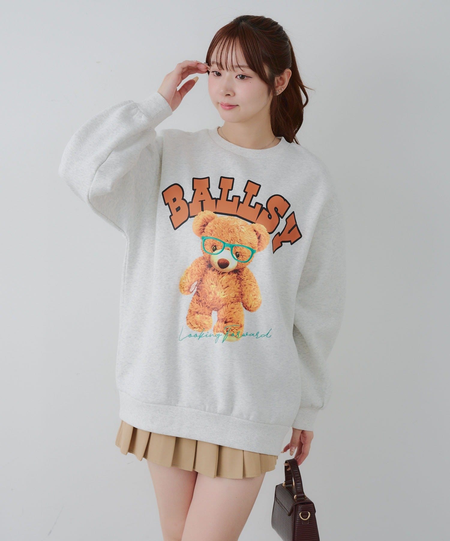 NICE CLAUP / OLIVE des OLIVE OUTLET(ナイスクラップ  / オリーブ デ オリーブ アウトレット) 【RMAF】メガネを付けたくまさん裏起毛スウェット